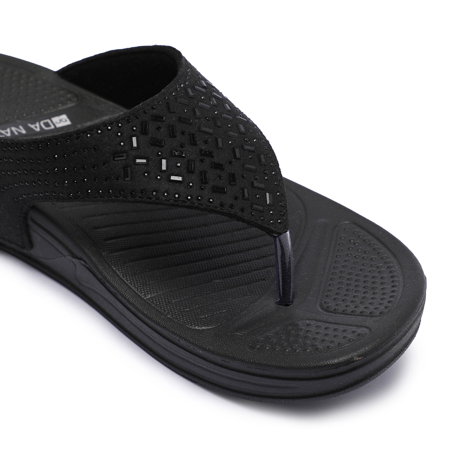 Black Cutwork Design Women's Flip-Flops