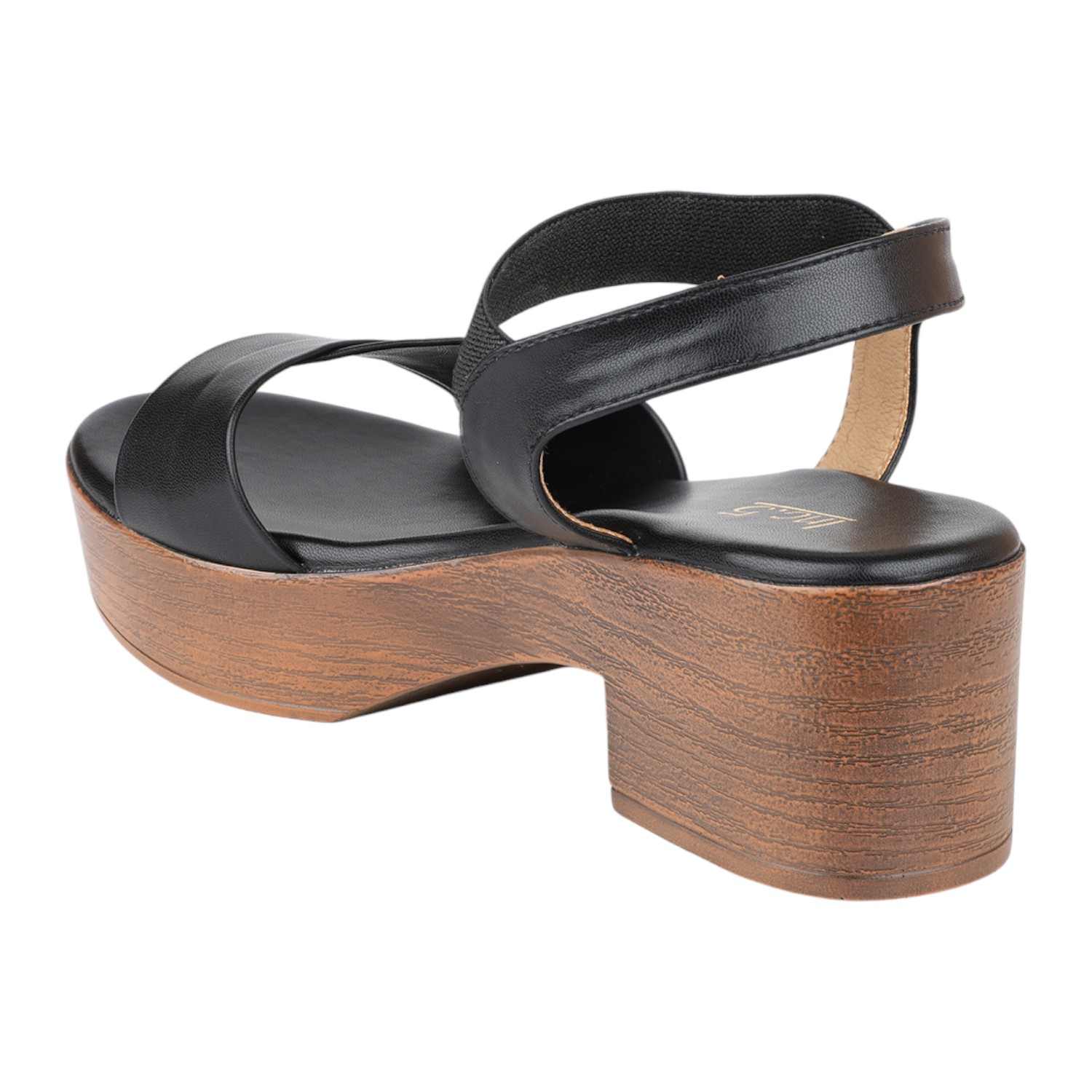 Women Black Chunky Heel Platform Sandals with Ankle Strap