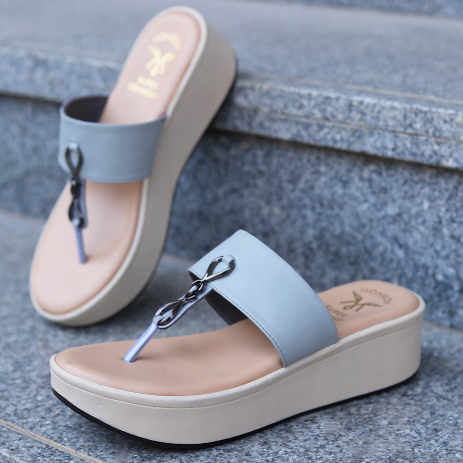 Monrow Thelema Grey Flatform Heels