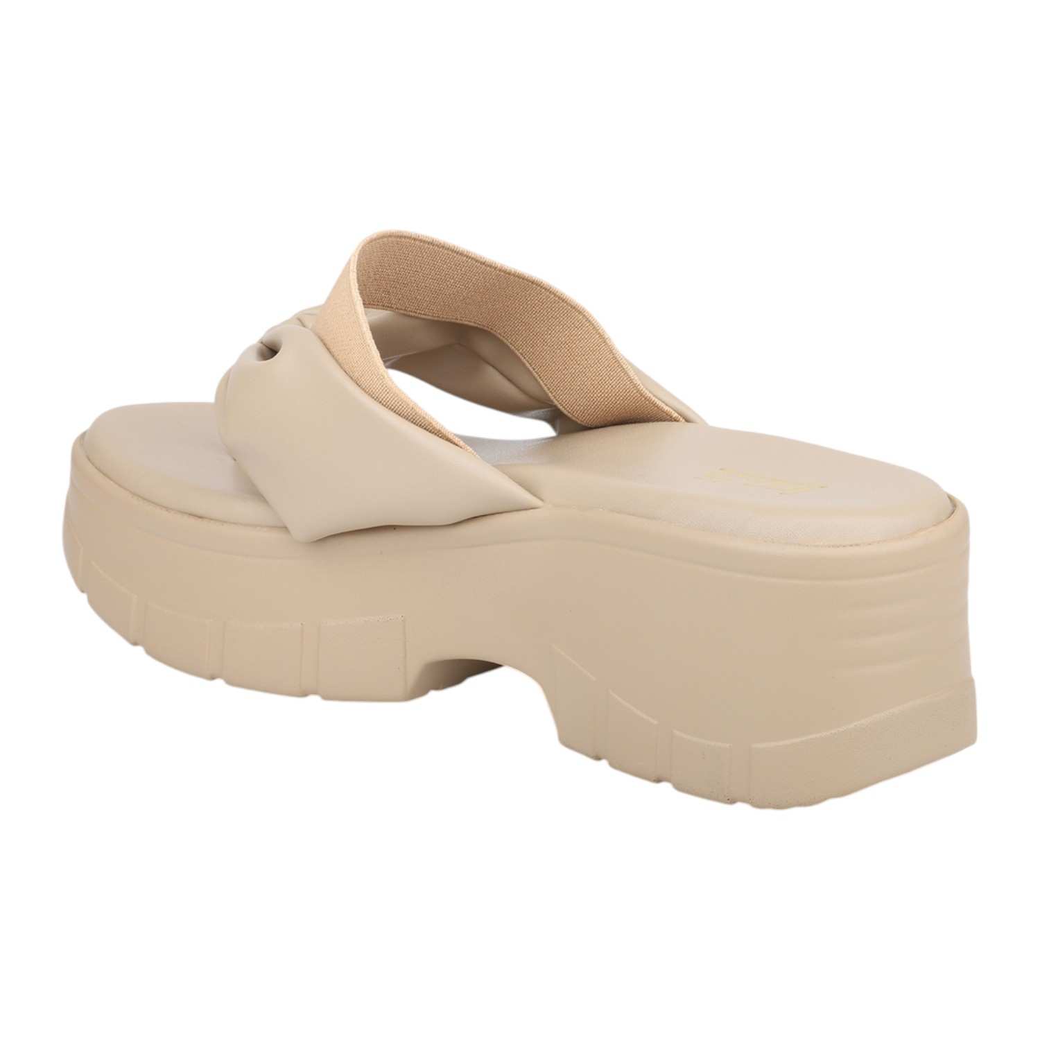 Women Dark Beige Chunky Platform Thong Sandals
