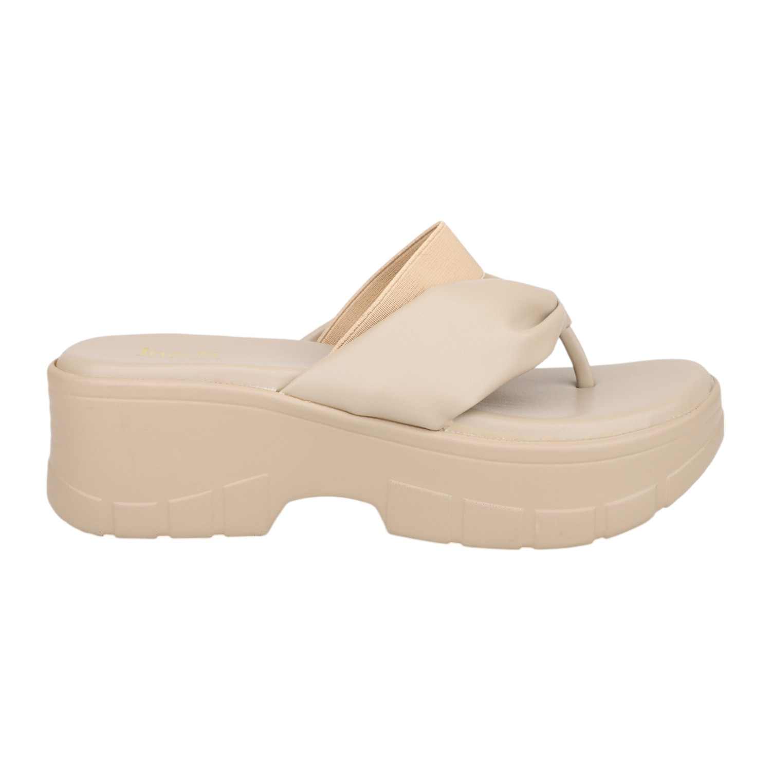 Women Dark Beige Chunky Platform Thong Sandals