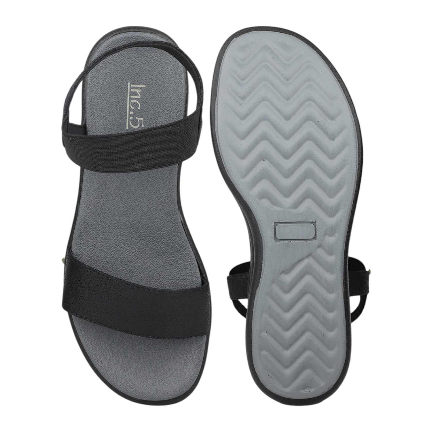 Women Black Adjustable Ankle Strap Comfort Sandals