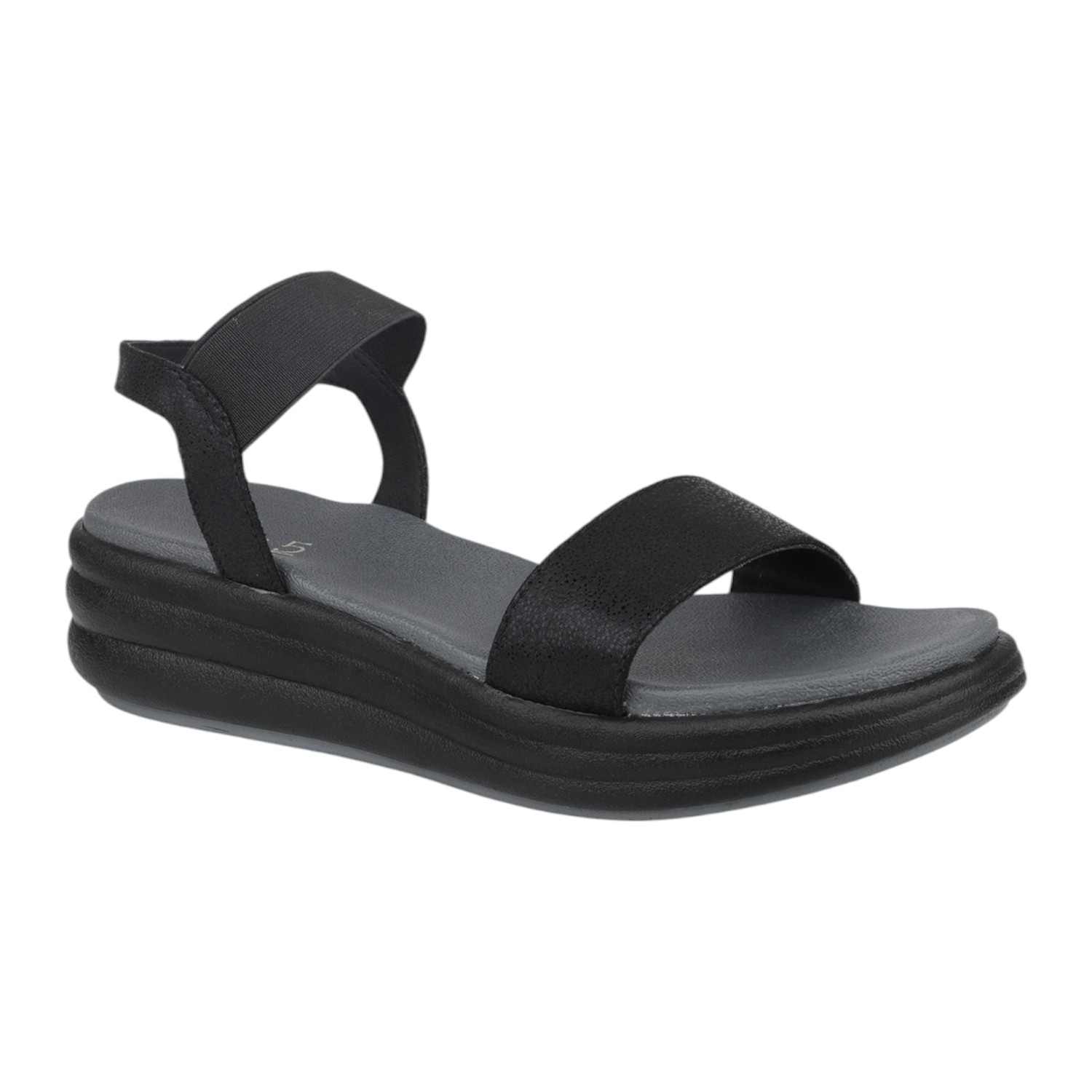 Women Black Adjustable Ankle Strap Comfort Sandals