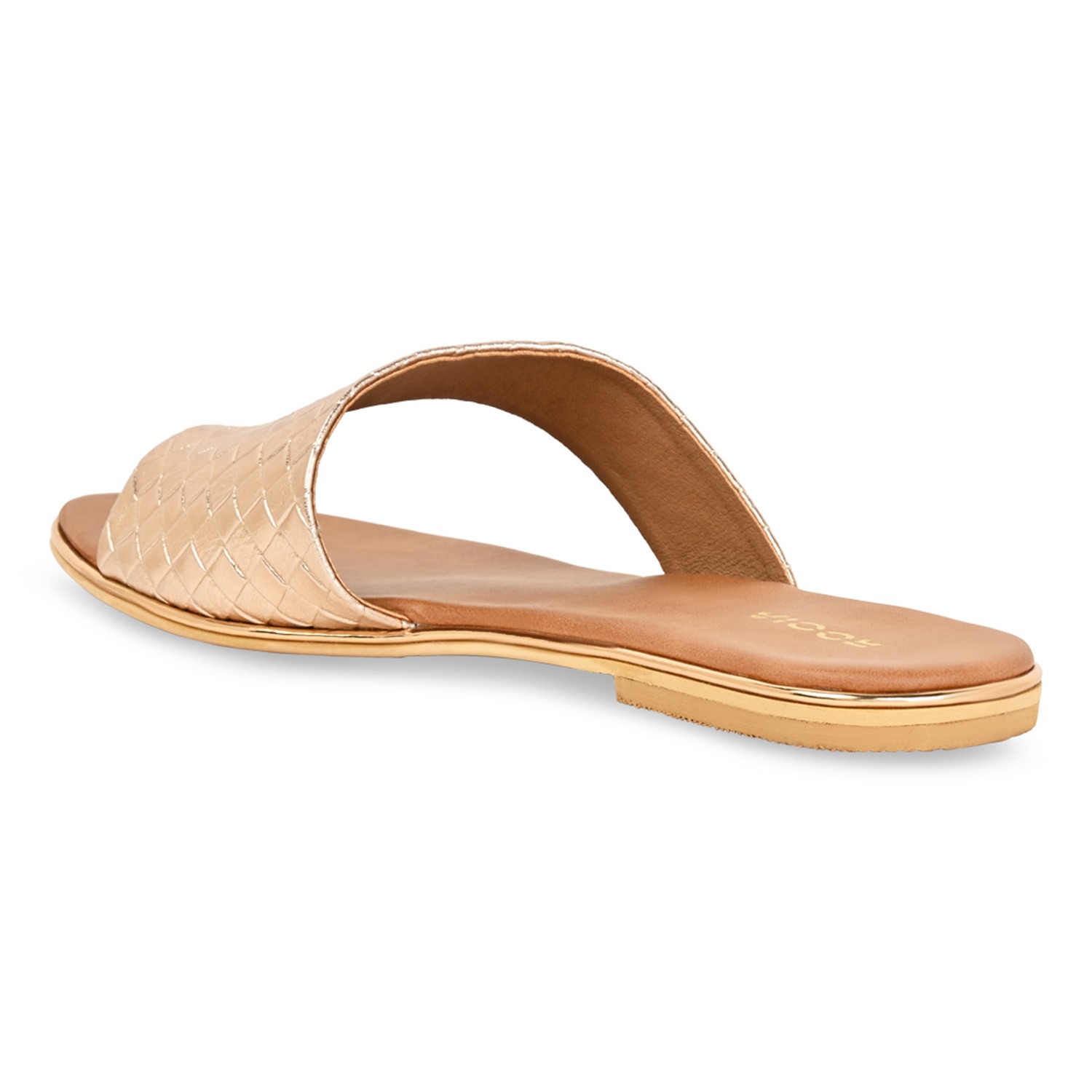 Rose Gold Women Casual Woven Flats