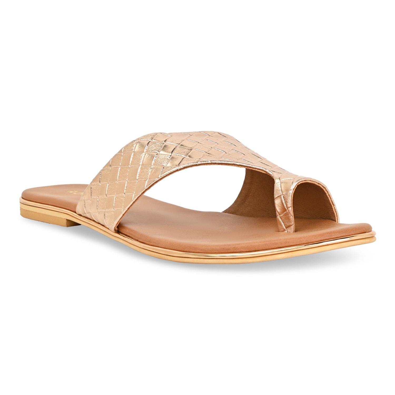 Rose Gold Women Casual Woven Flats