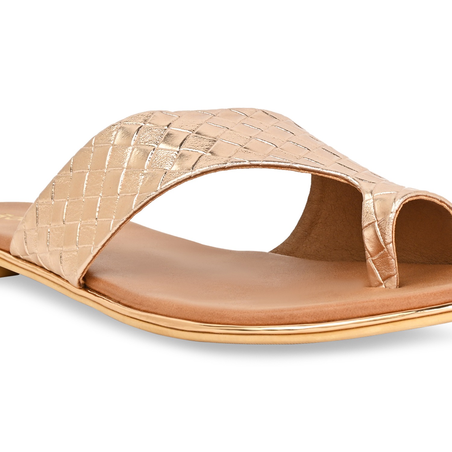 Rose Gold Women Casual Woven Flats