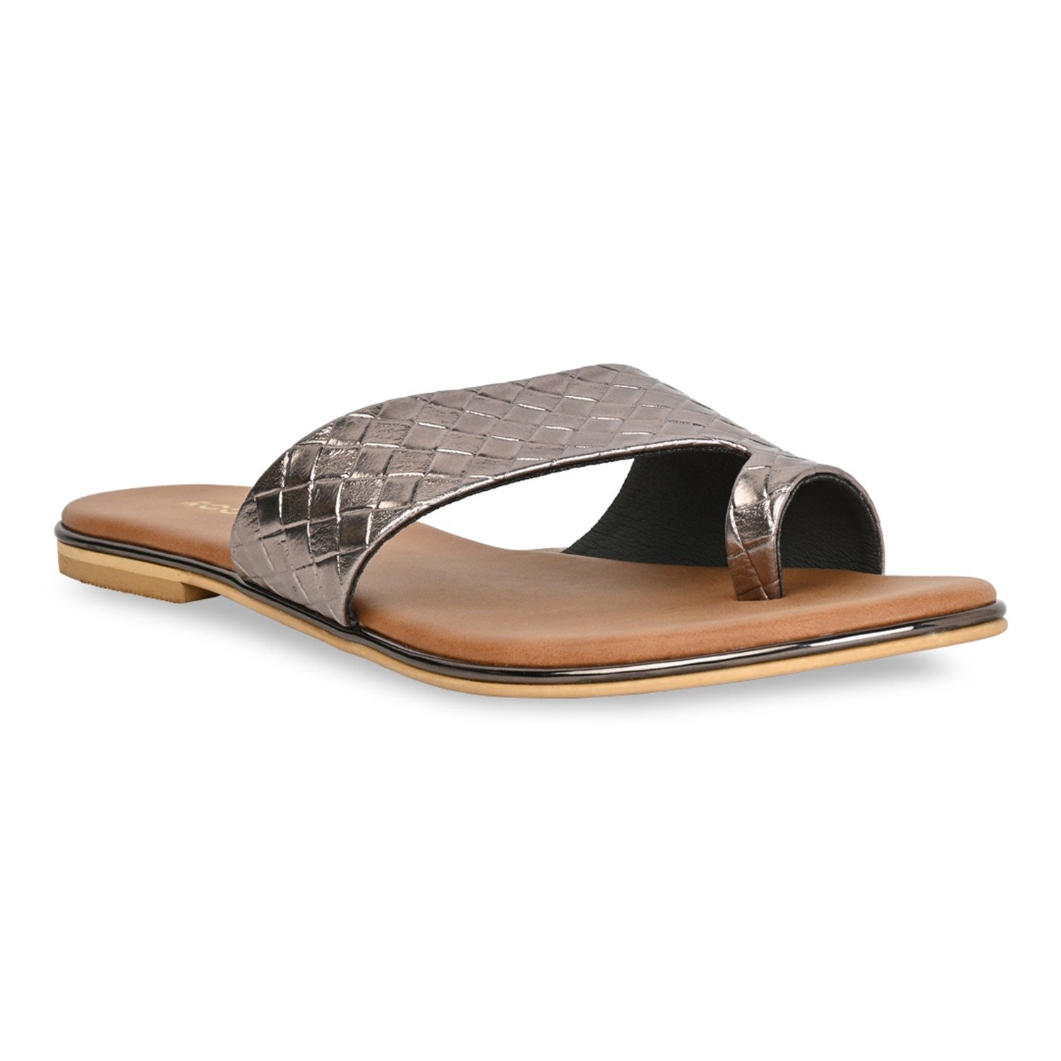 Gun Metal Women Casual Woven Flats