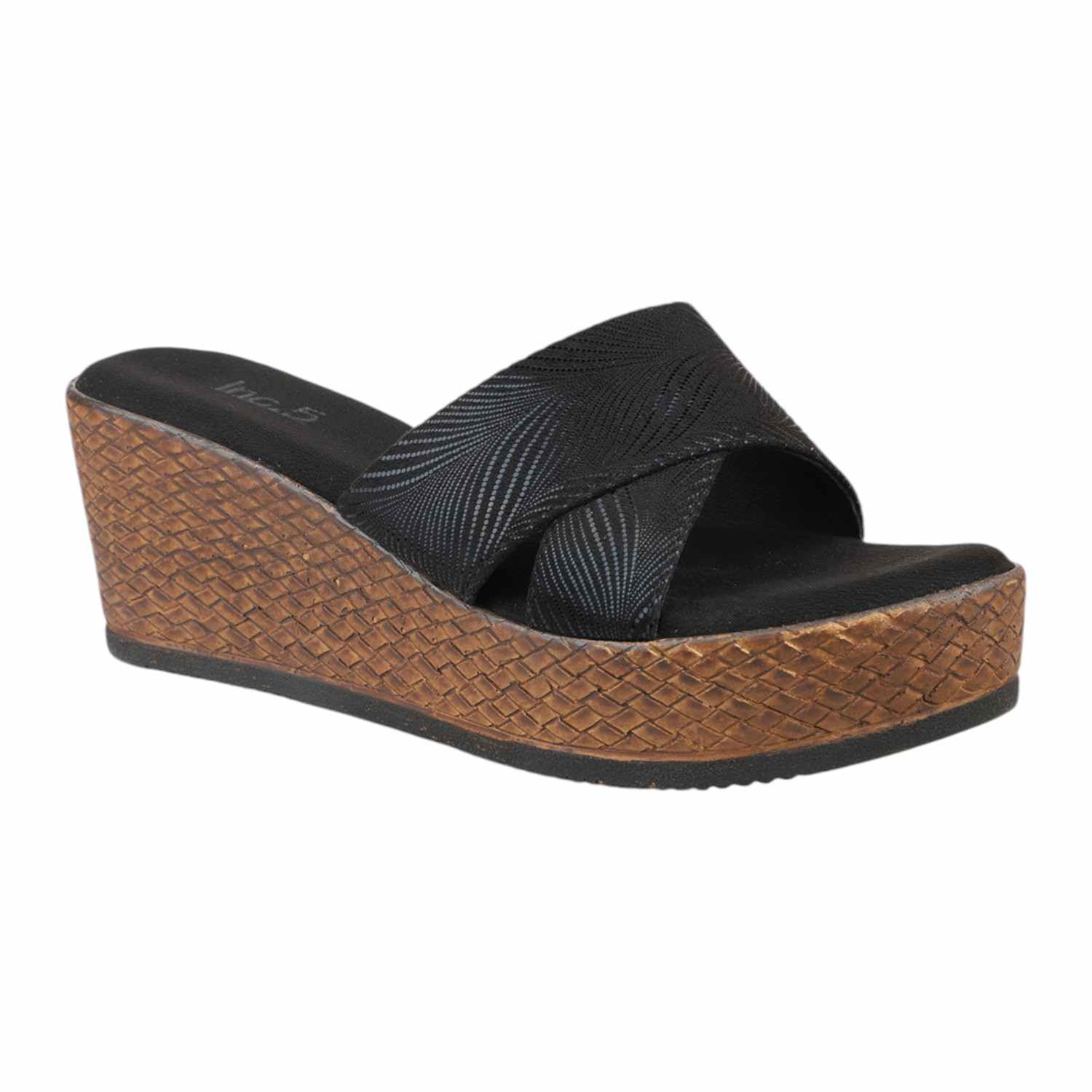 Women Grey & Black Patterned Wedge Sandals