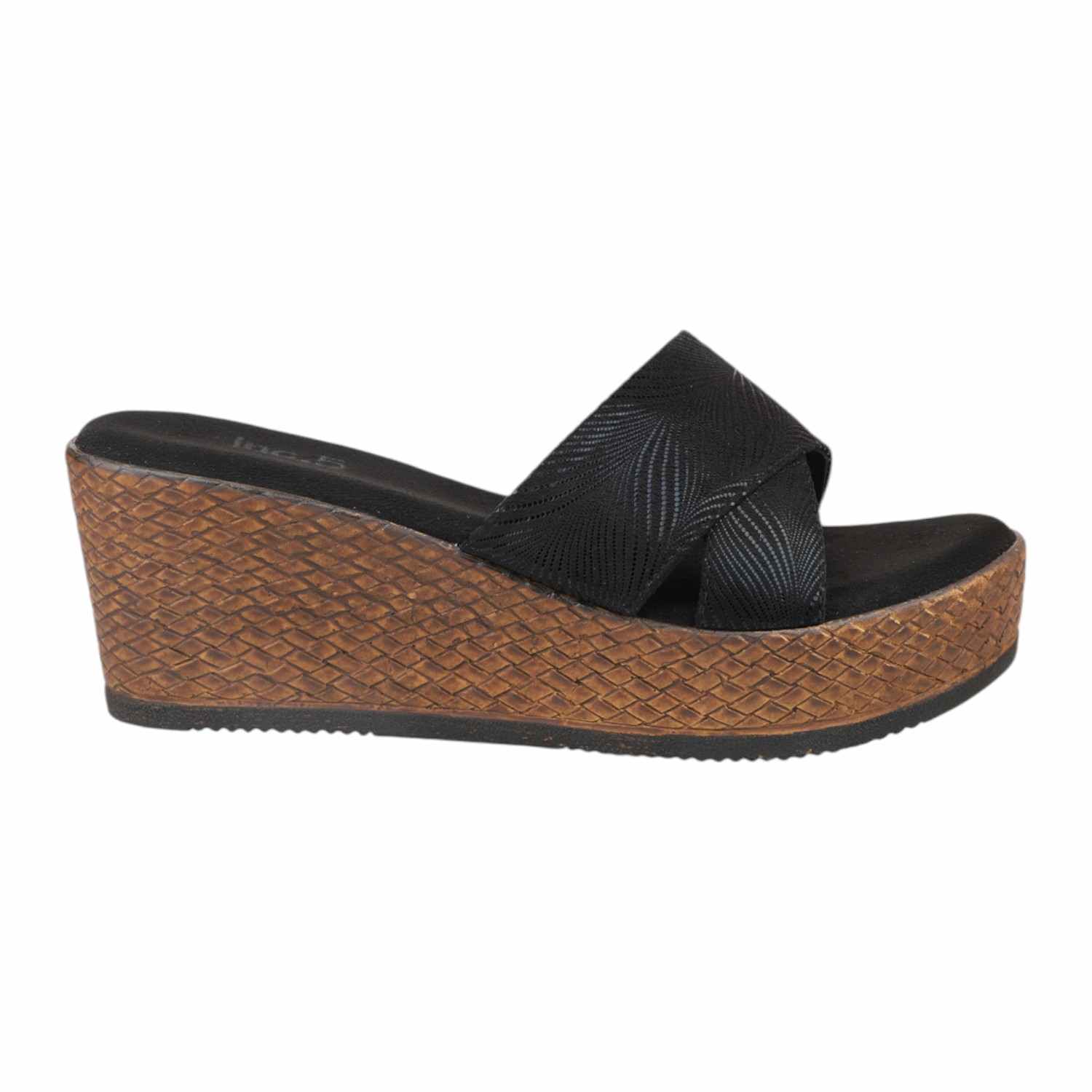 Women Grey & Black Patterned Wedge Sandals