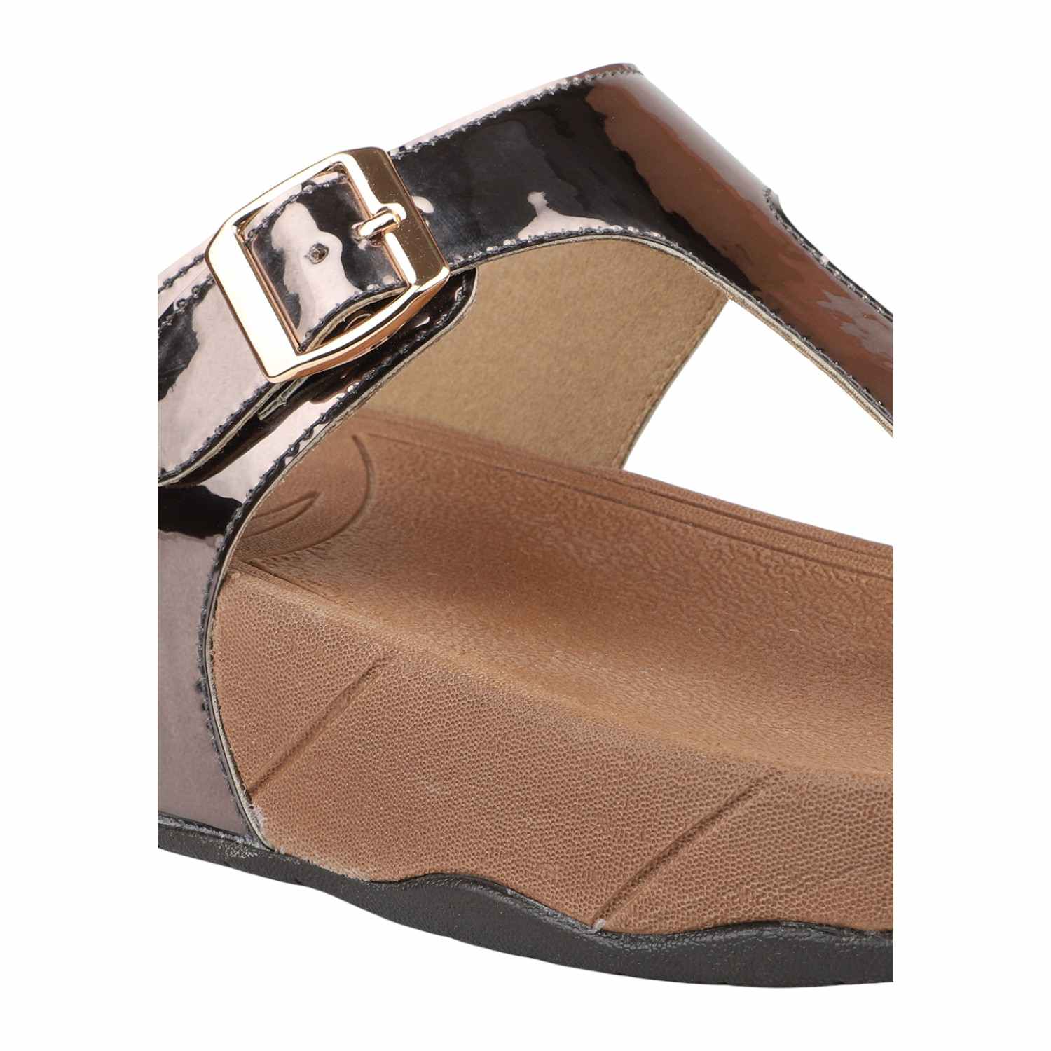 Inc.5 | Women Pewter Metallic Buckled Thong Wedge Sandals|4