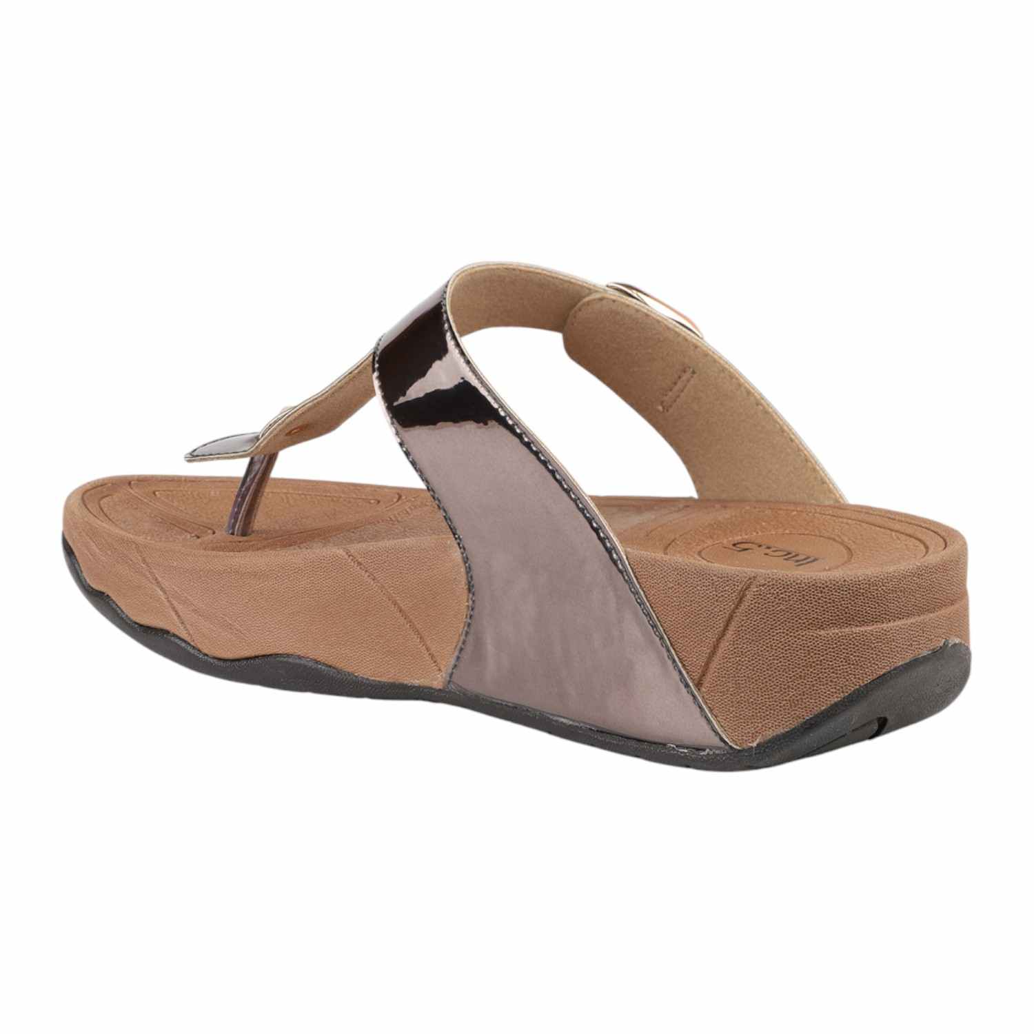 Inc.5 | Women Pewter Metallic Buckled Thong Wedge Sandals|1