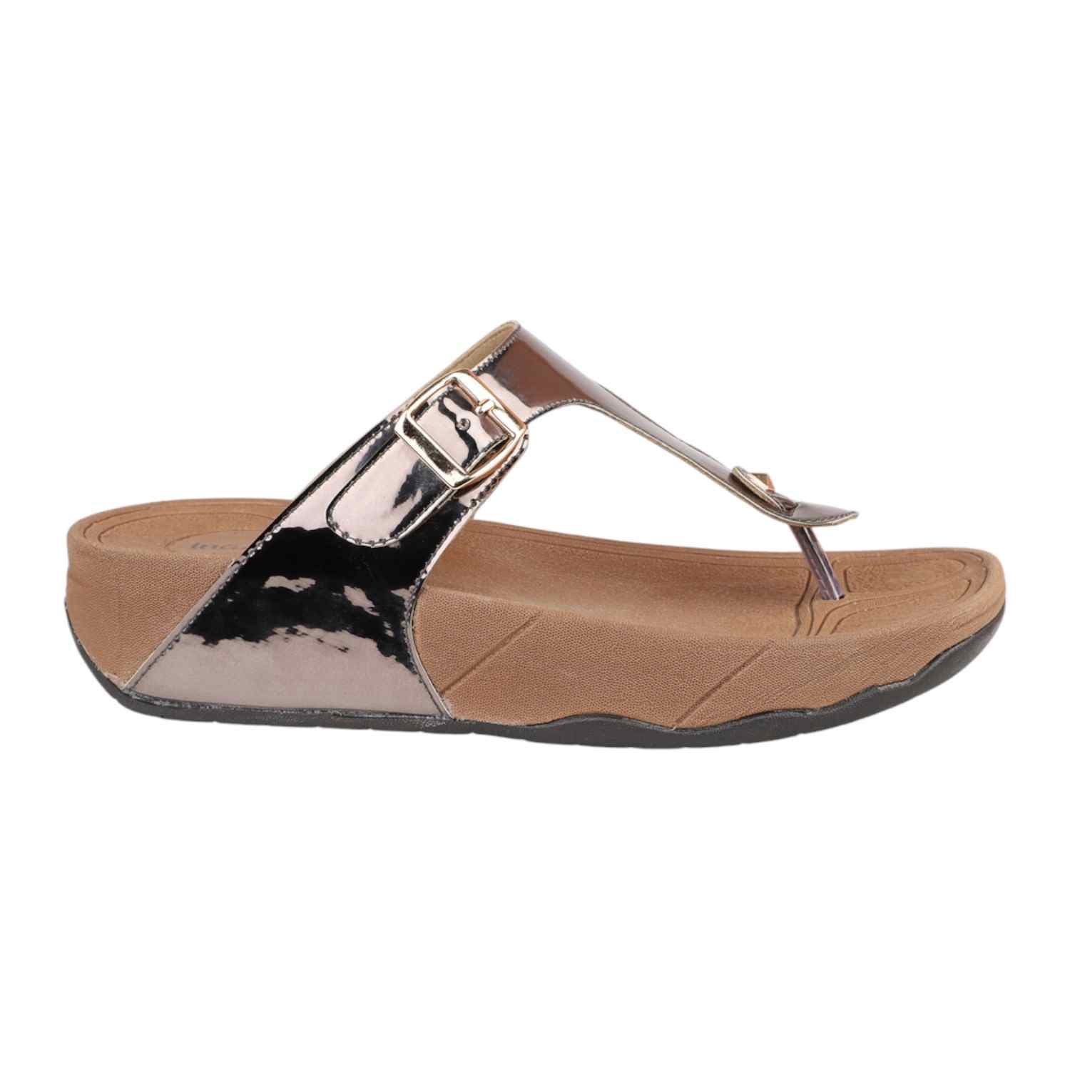 Inc.5 | Women Pewter Metallic Buckled Thong Wedge Sandals|2