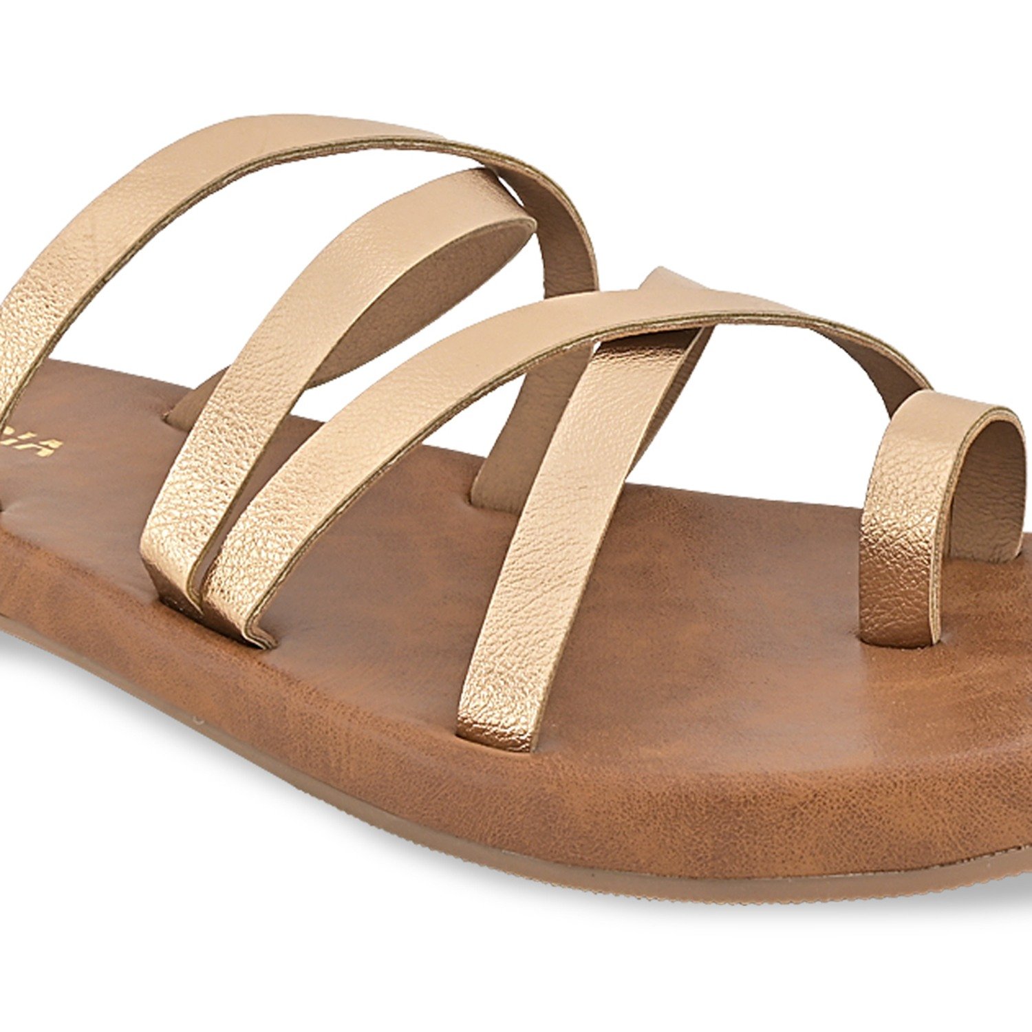 Rose Gold Women Strappy Flats