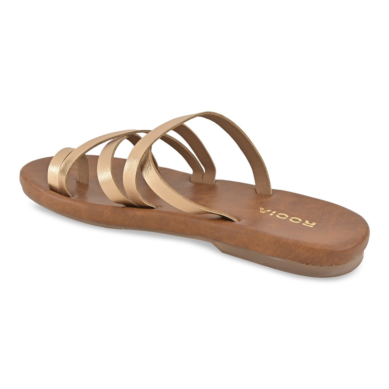 Rose Gold Women Strappy Flats