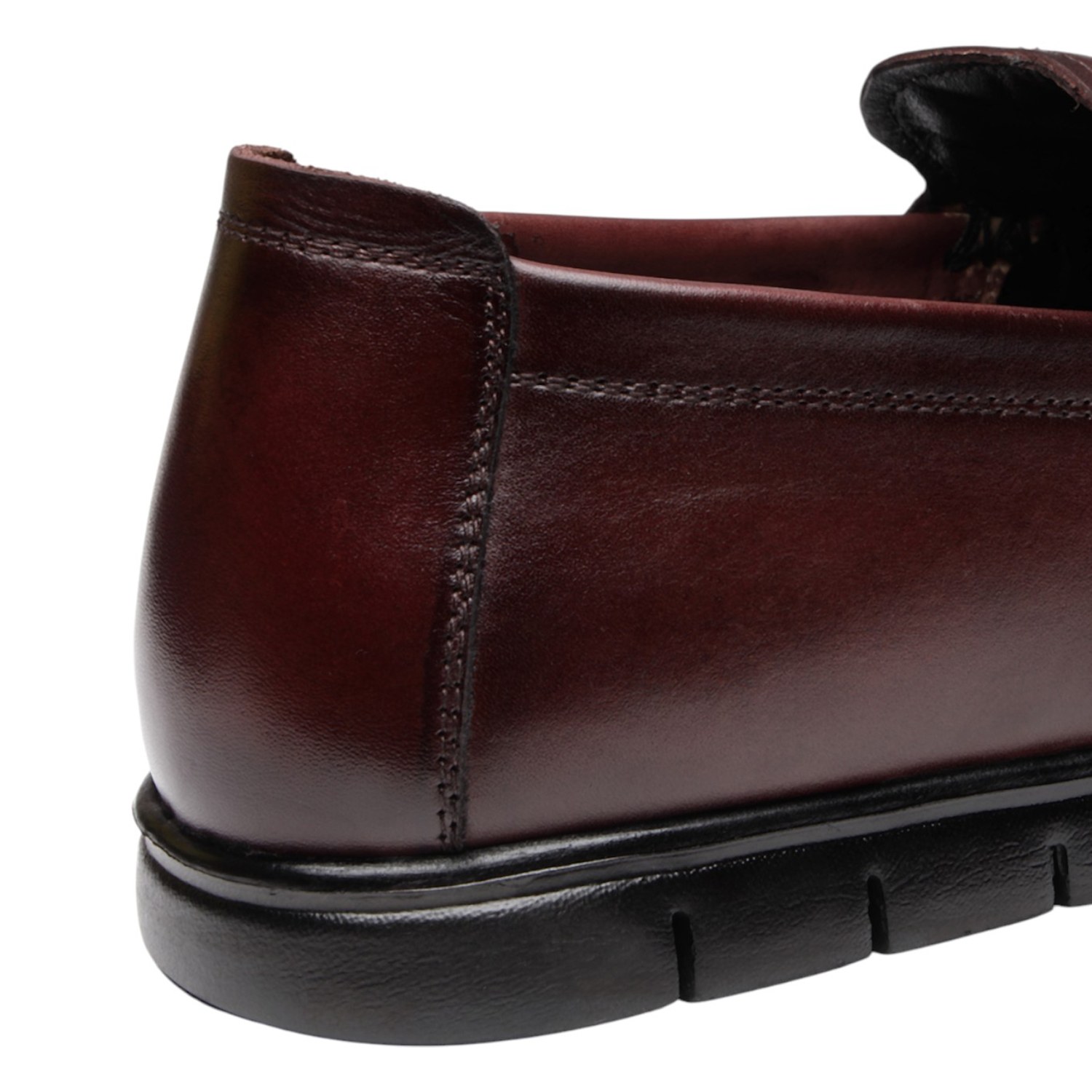 Men Wine Red Leather Loafers with 5-Zone Reflex-Zone-Bed