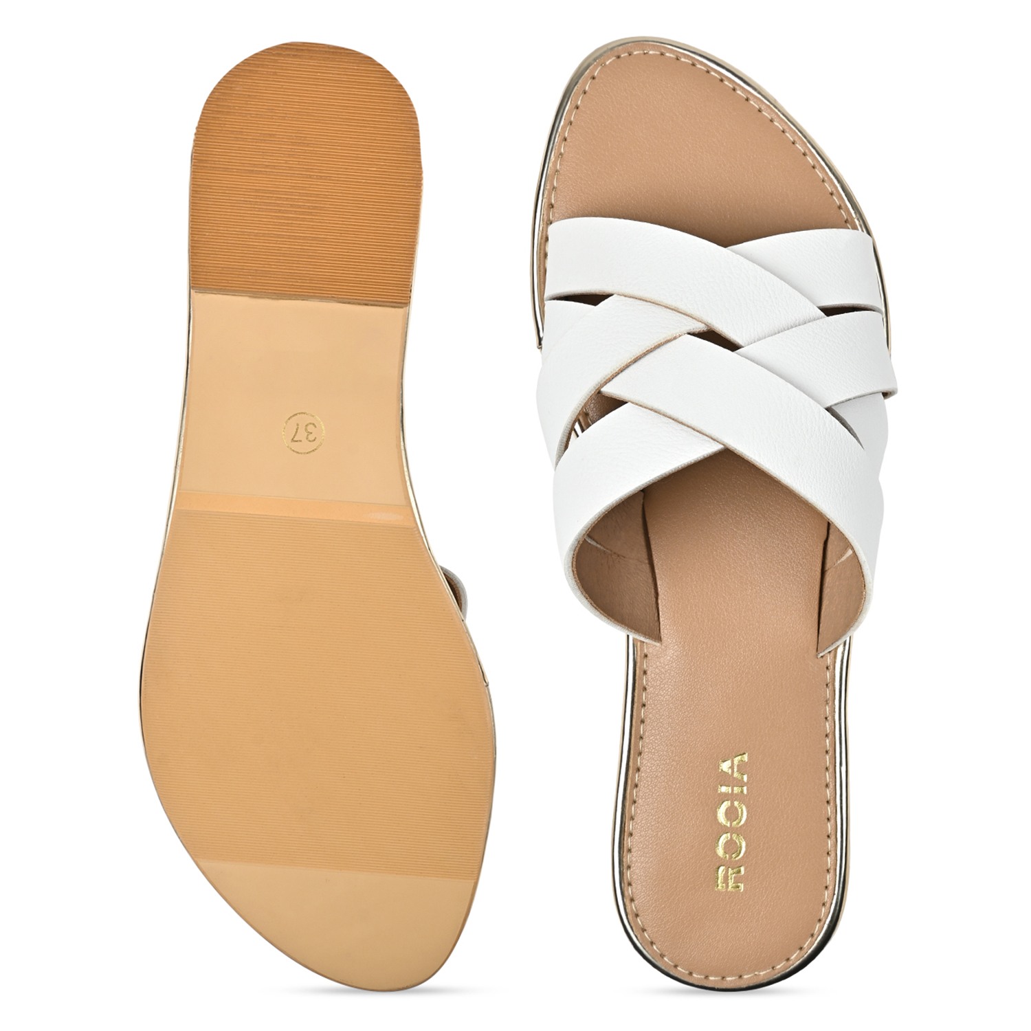 White Women Criss-Cross Flats