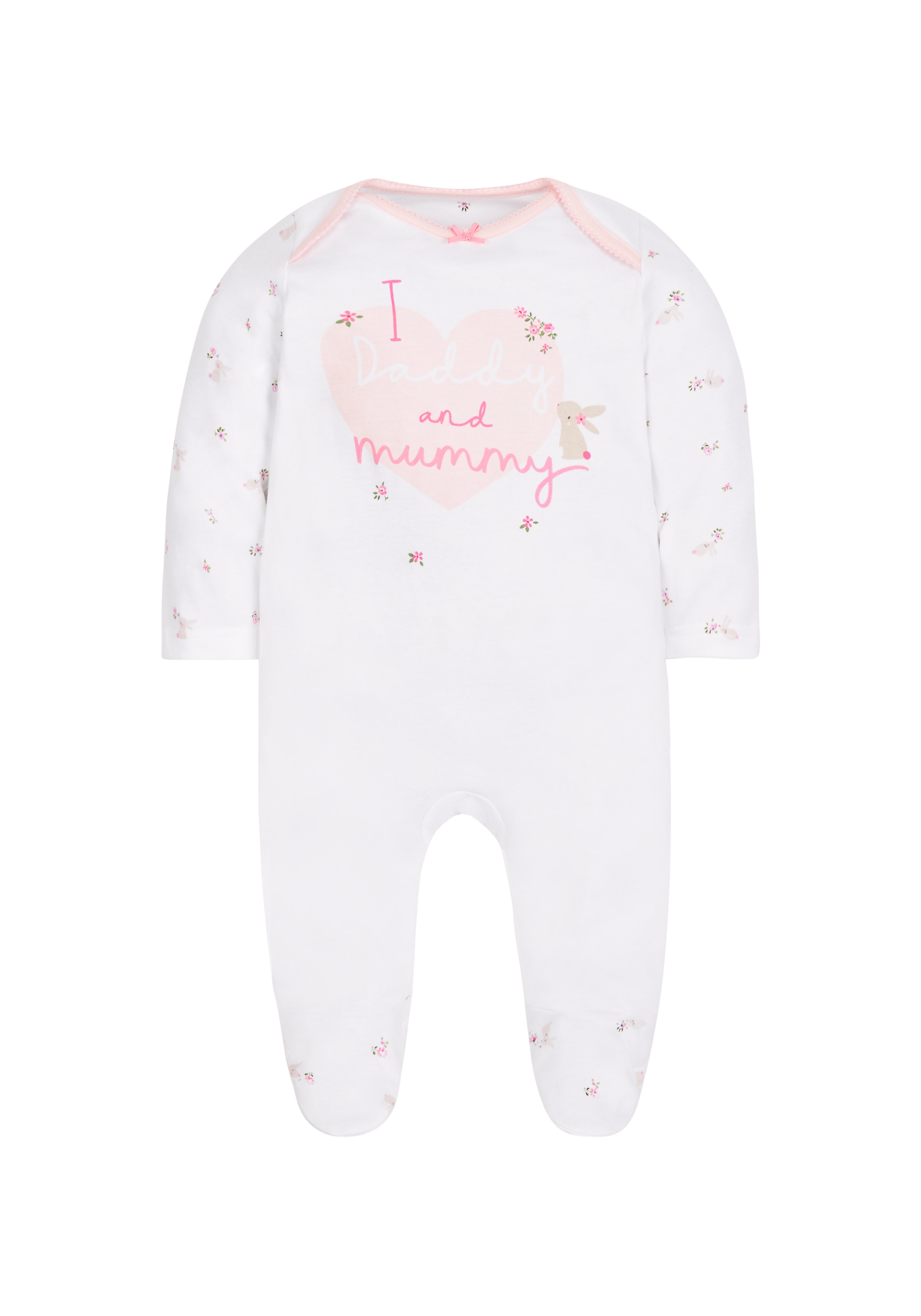 Mothercare | Girls I Love Daddy And Mummy Sleepsuit - Pink 0