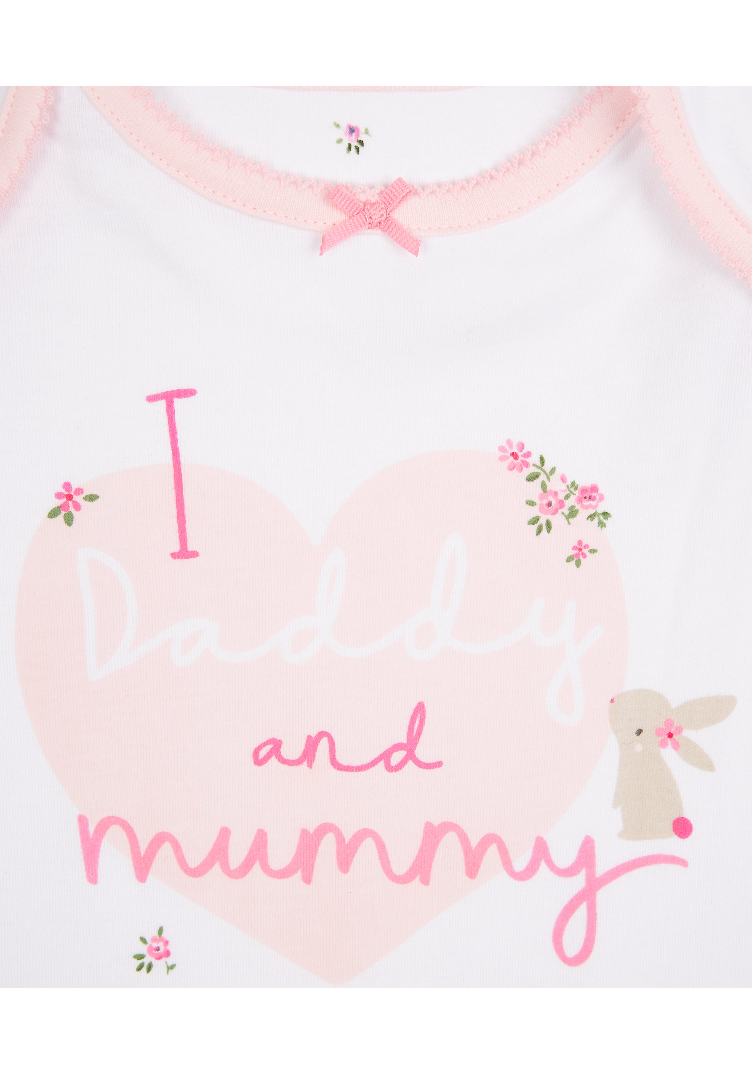 Mothercare | Girls I Love Daddy And Mummy Sleepsuit - Pink 2