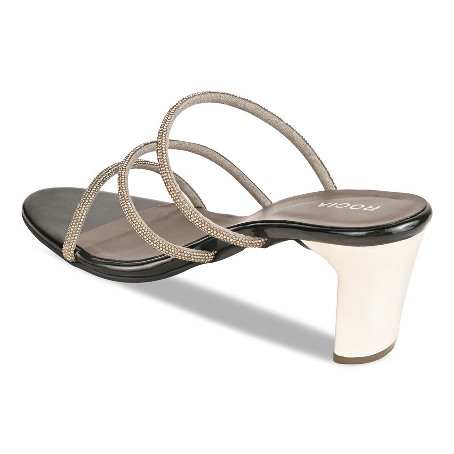 Gun Metal Women Diamante Strap Sandals