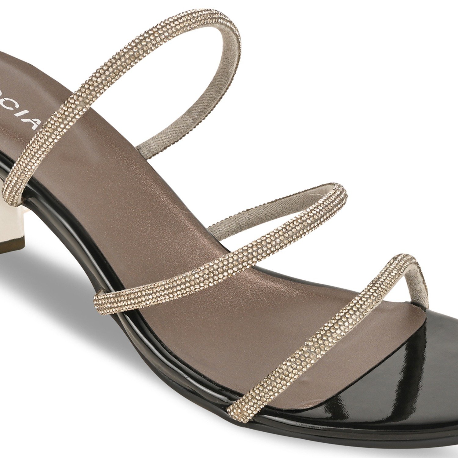 Gun Metal Women Diamante Strap Sandals