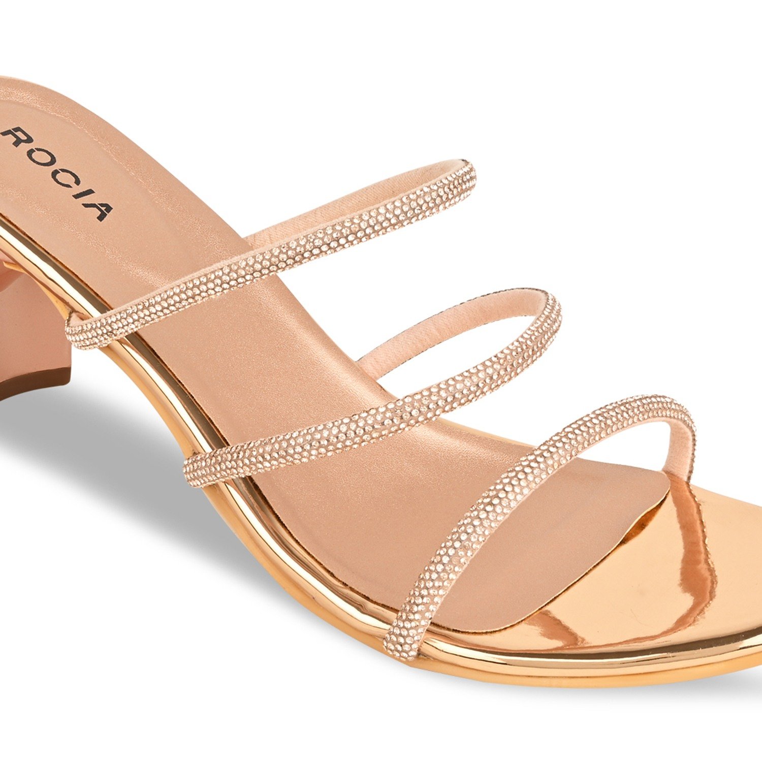 Rose Gold Women Diamante Strap Sandals