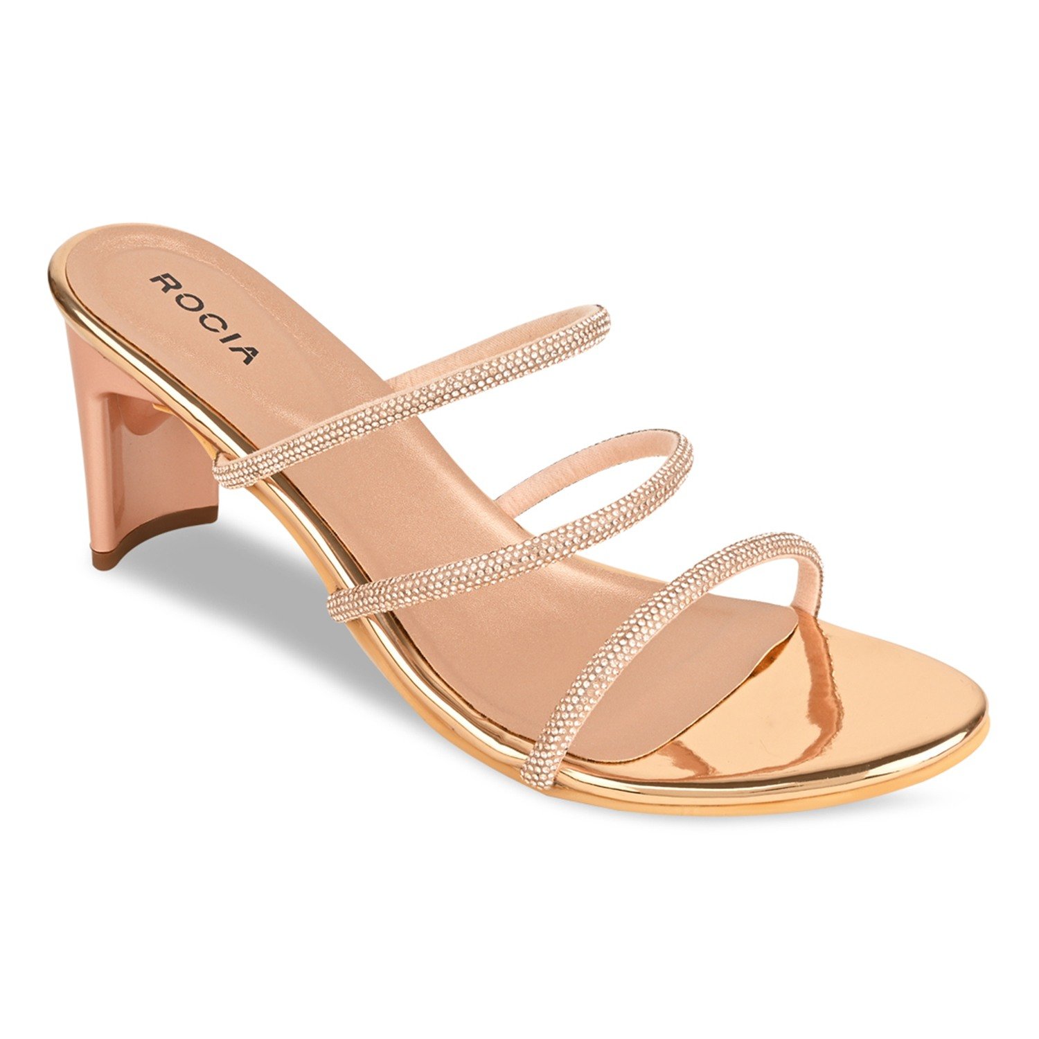 Rose Gold Women Diamante Strap Sandals