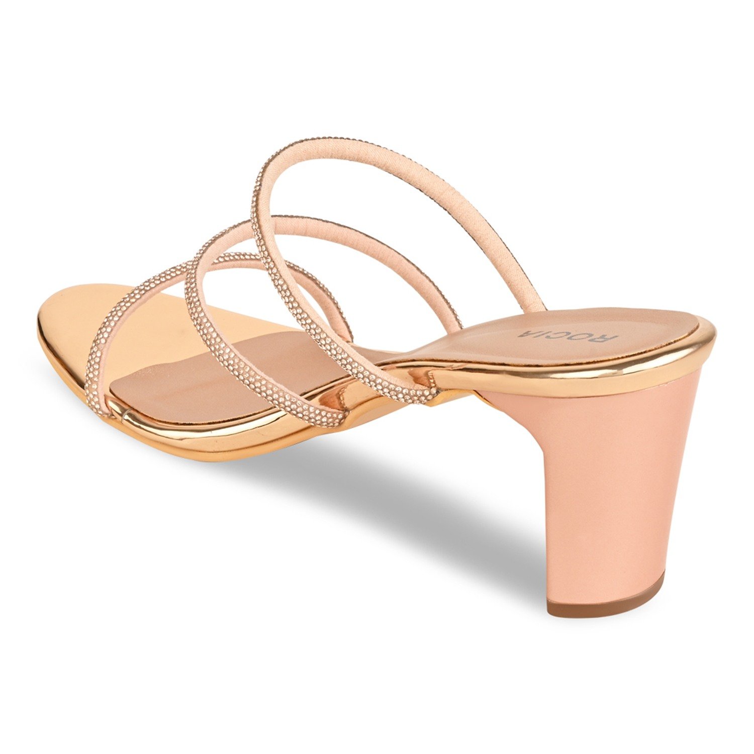 Rose Gold Women Diamante Strap Sandals
