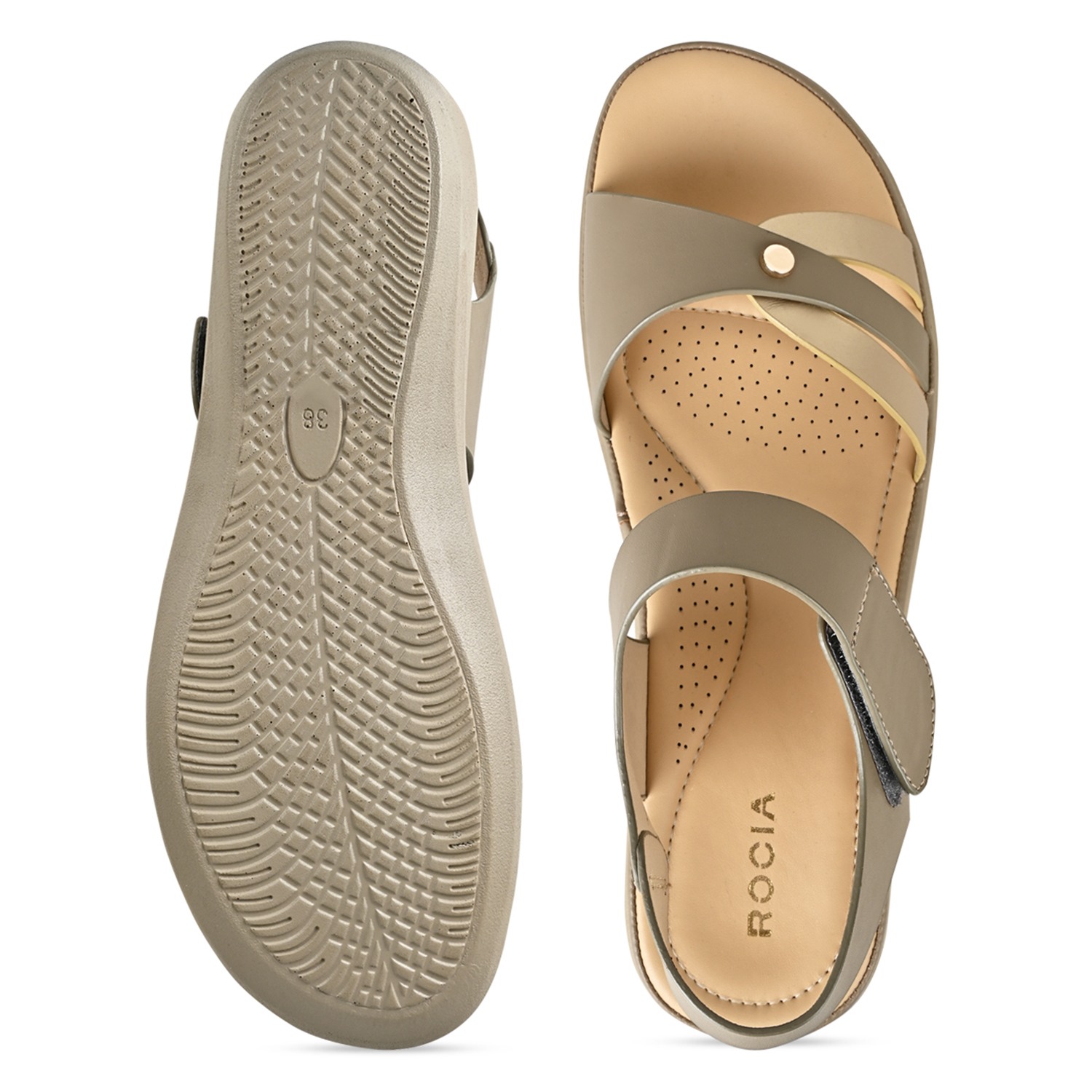 Khaki Women Comfort Flat Sandals