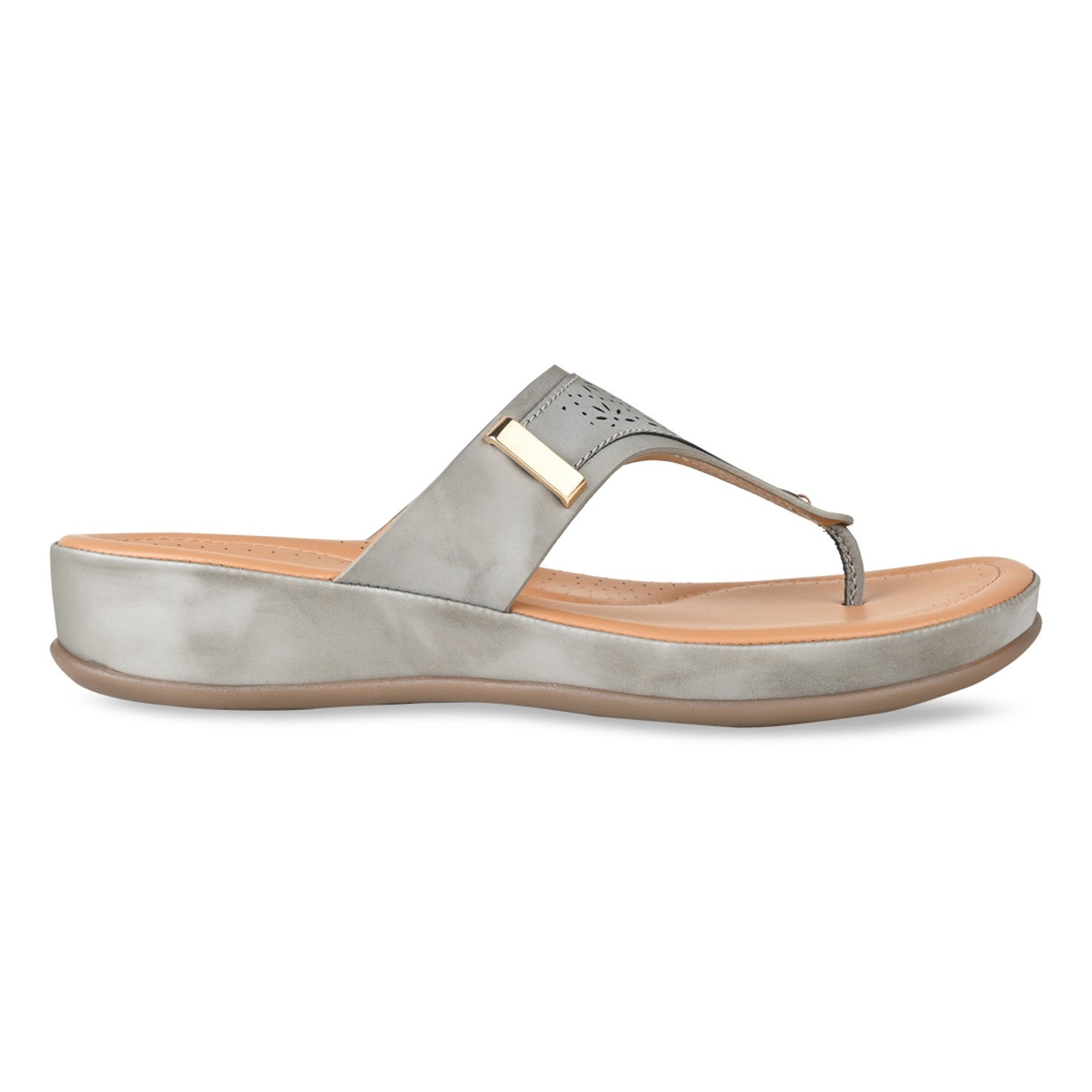 Grey Women Laser Cut Comfort Flats