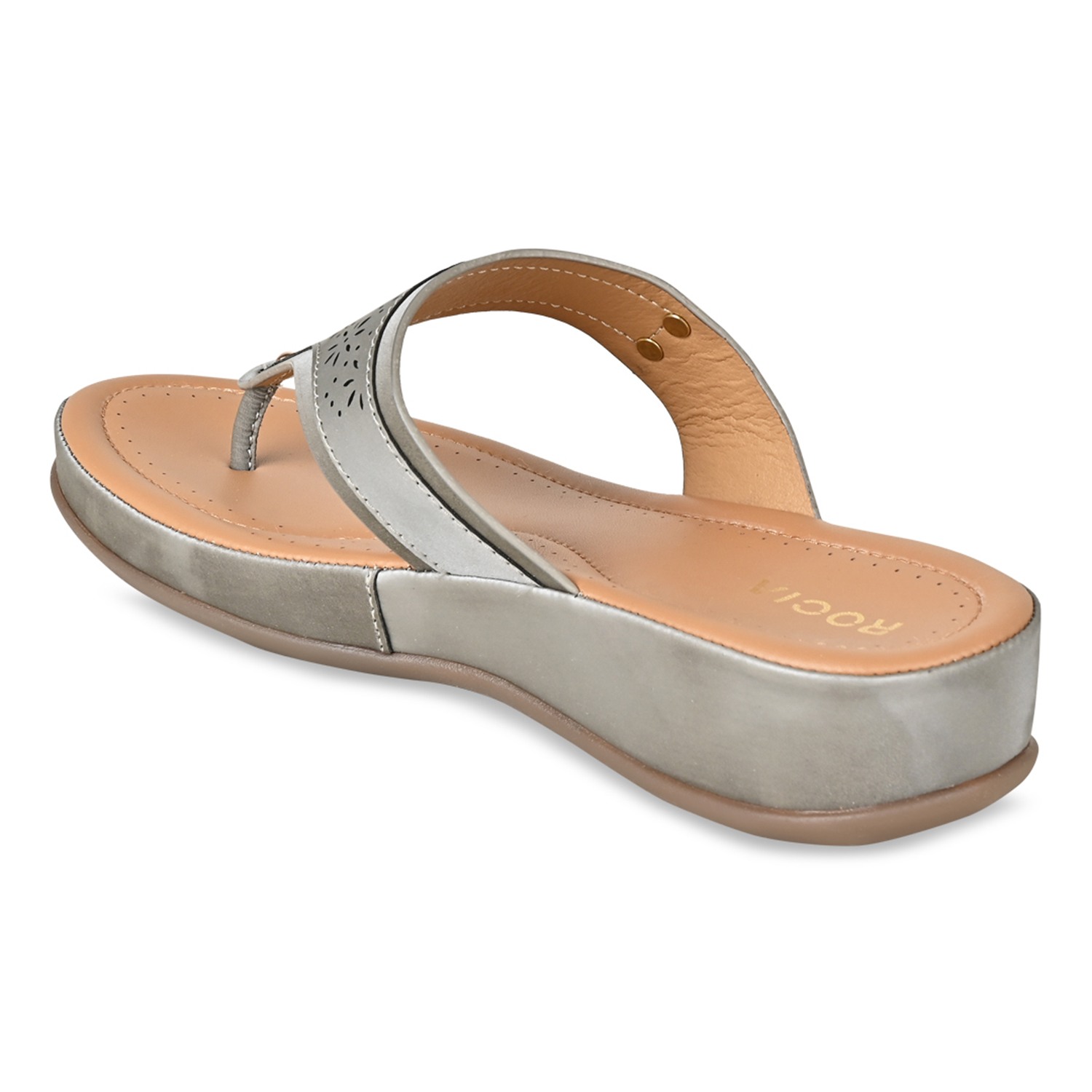 Grey Women Laser Cut Comfort Flats