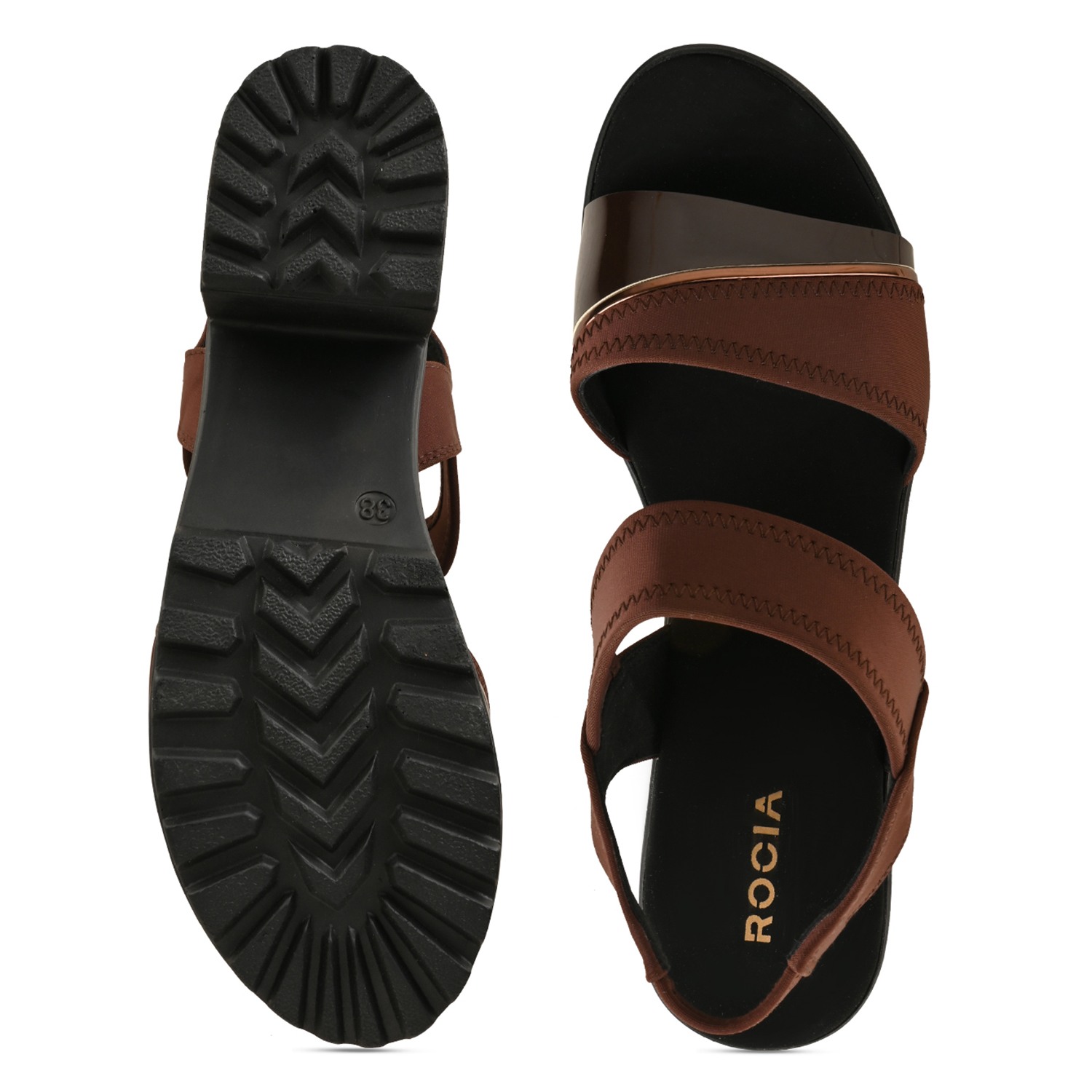 Brown Women High Lycra Platform Sandals