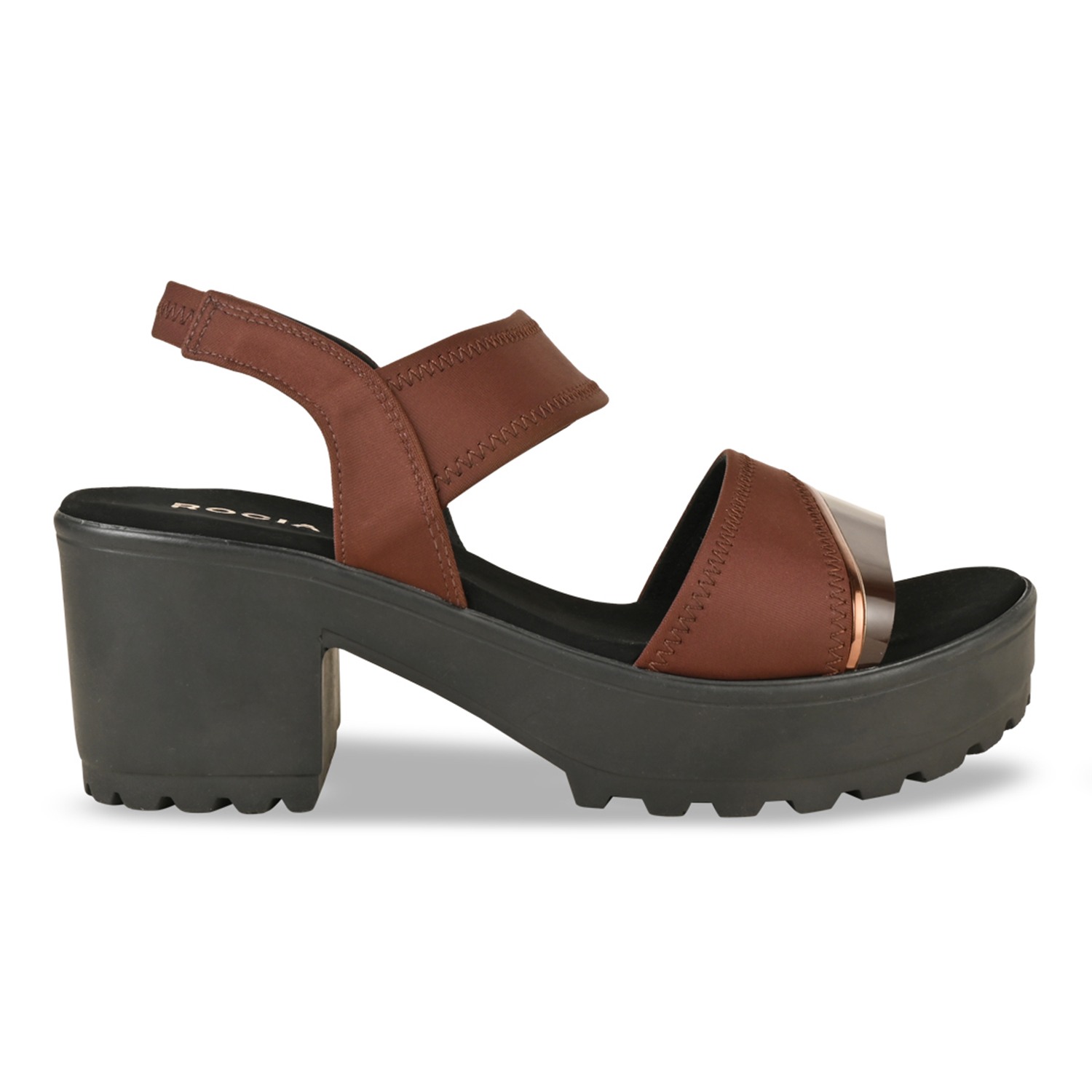 Brown Women High Lycra Platform Sandals
