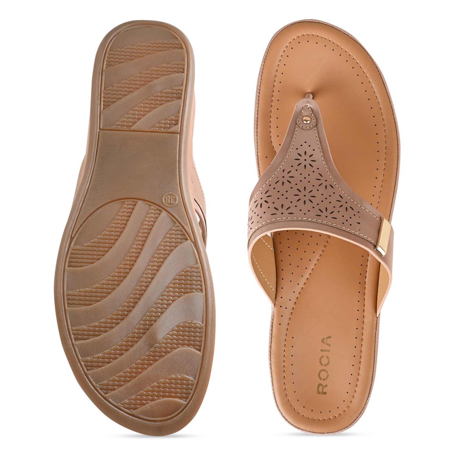Pink Women Laser Cut Comfort Flats