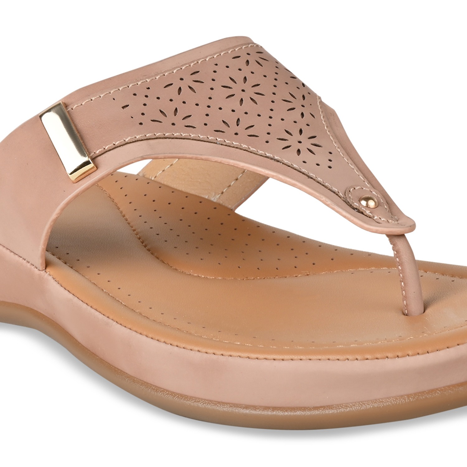 Pink Women Laser Cut Comfort Flats