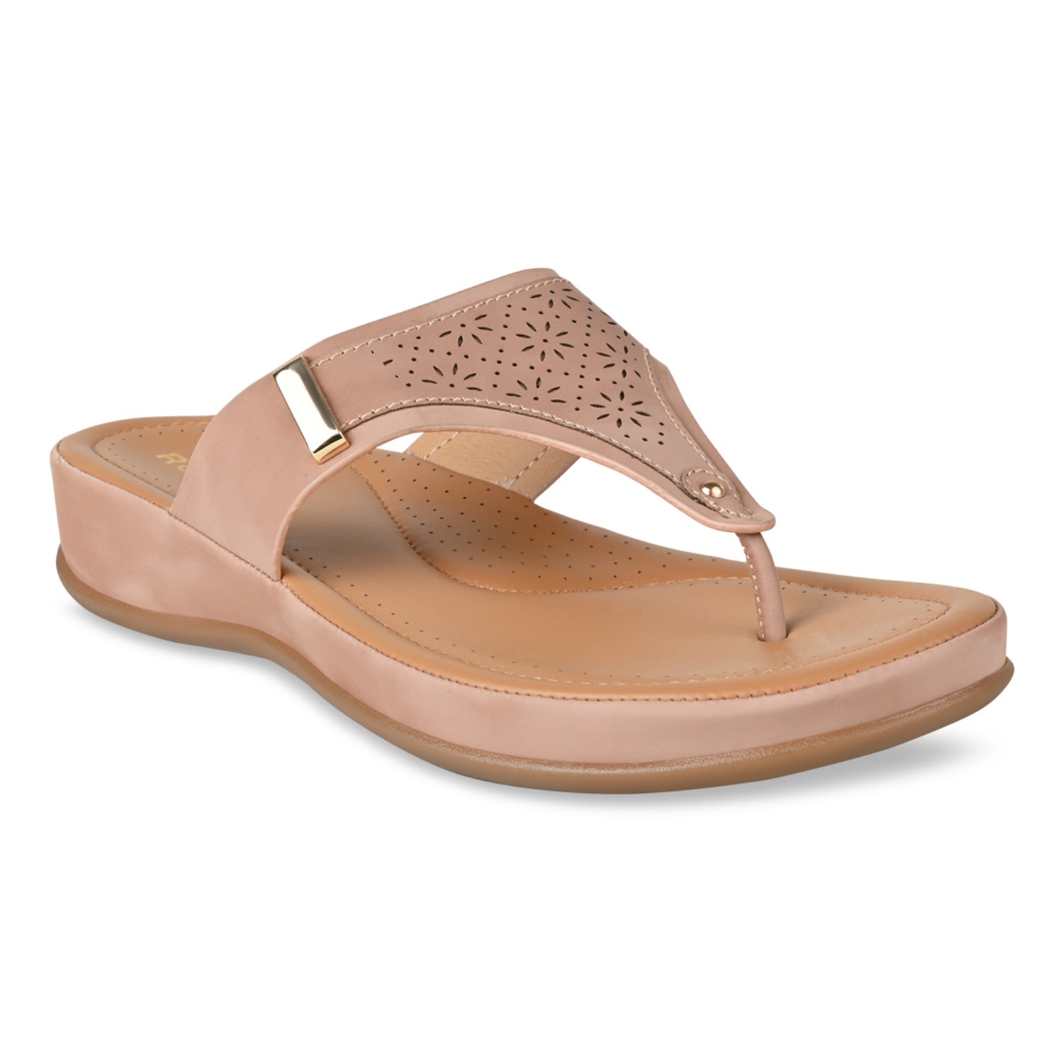 Pink Women Laser Cut Comfort Flats
