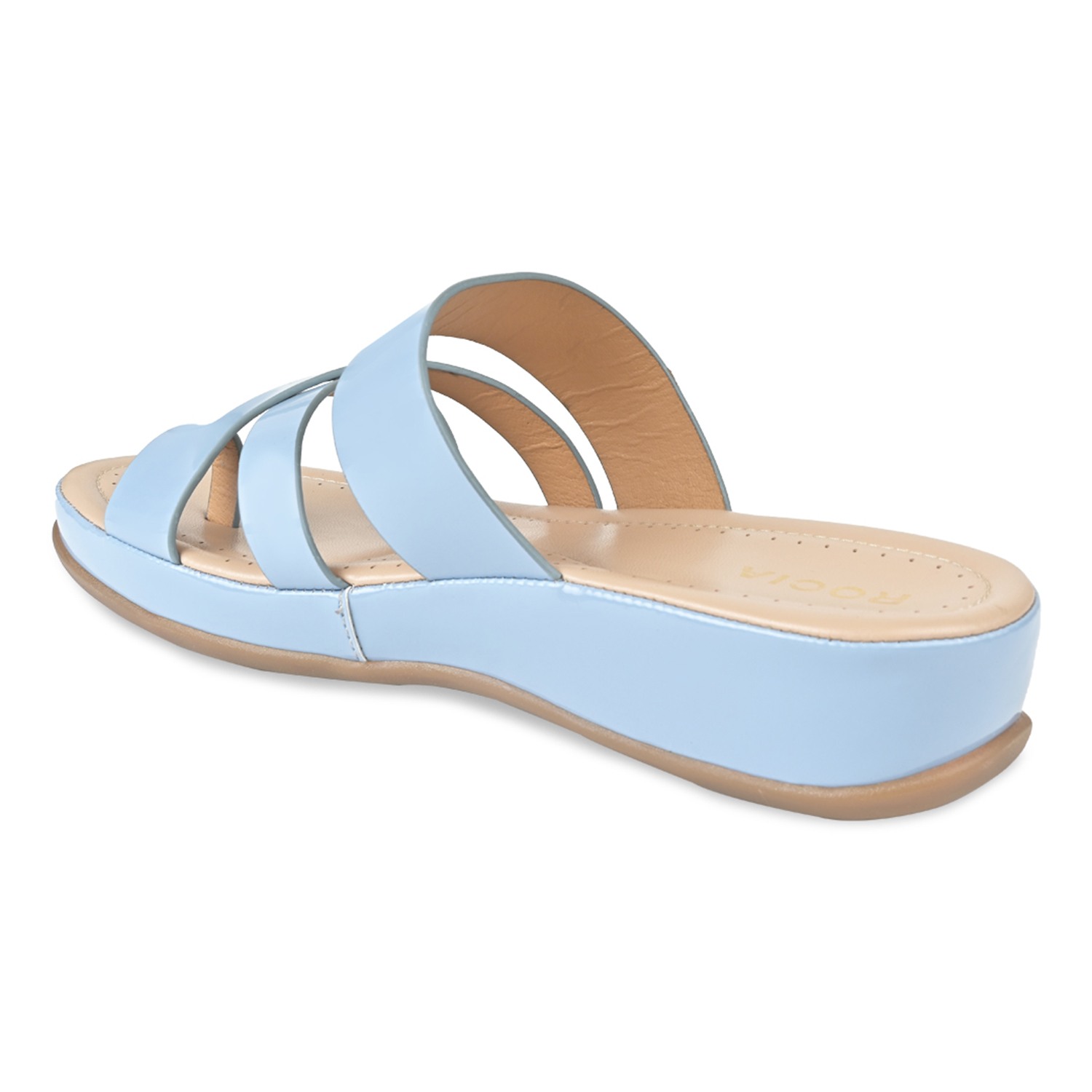 Blue Women Comfort Patent Flats