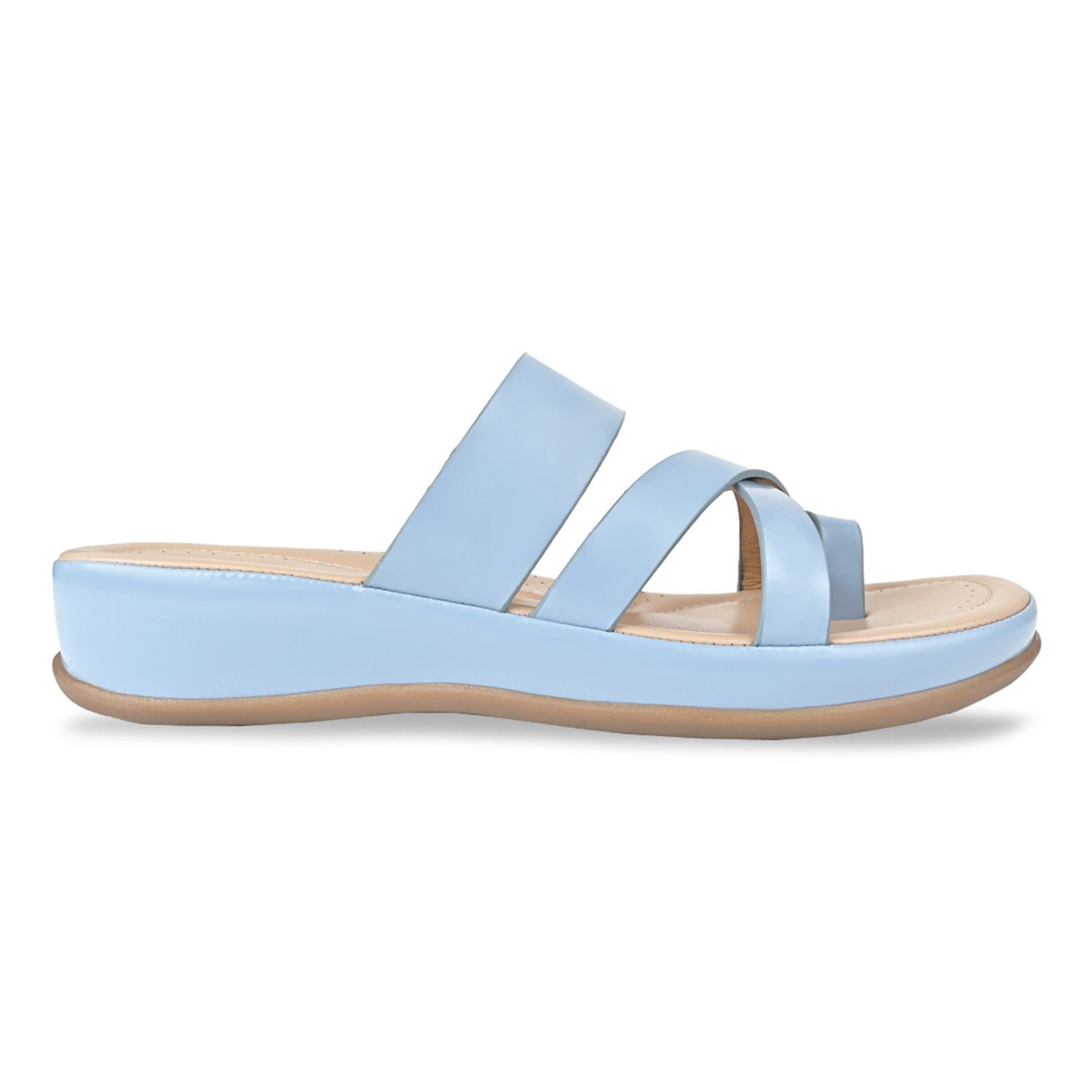 Blue Women Comfort Patent Flats