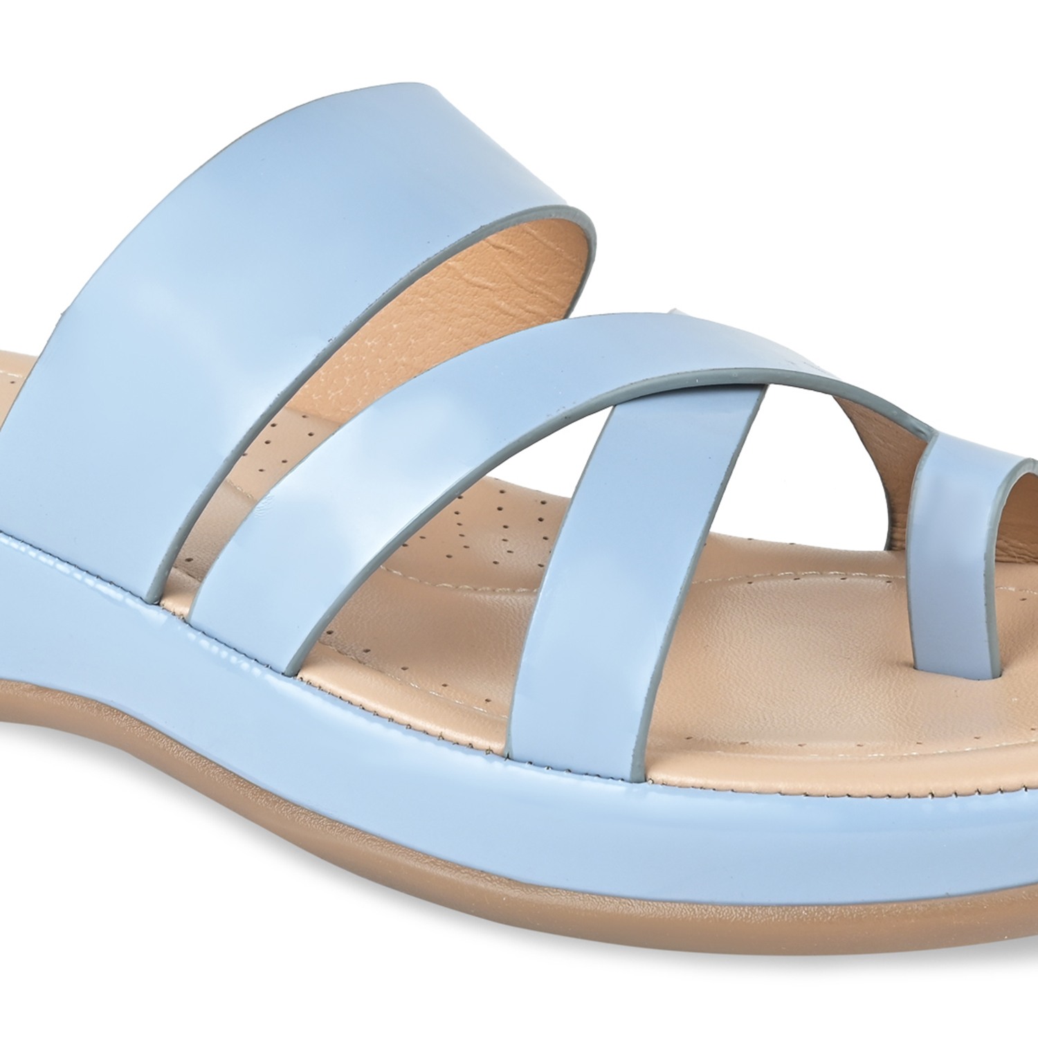 Blue Women Comfort Patent Flats