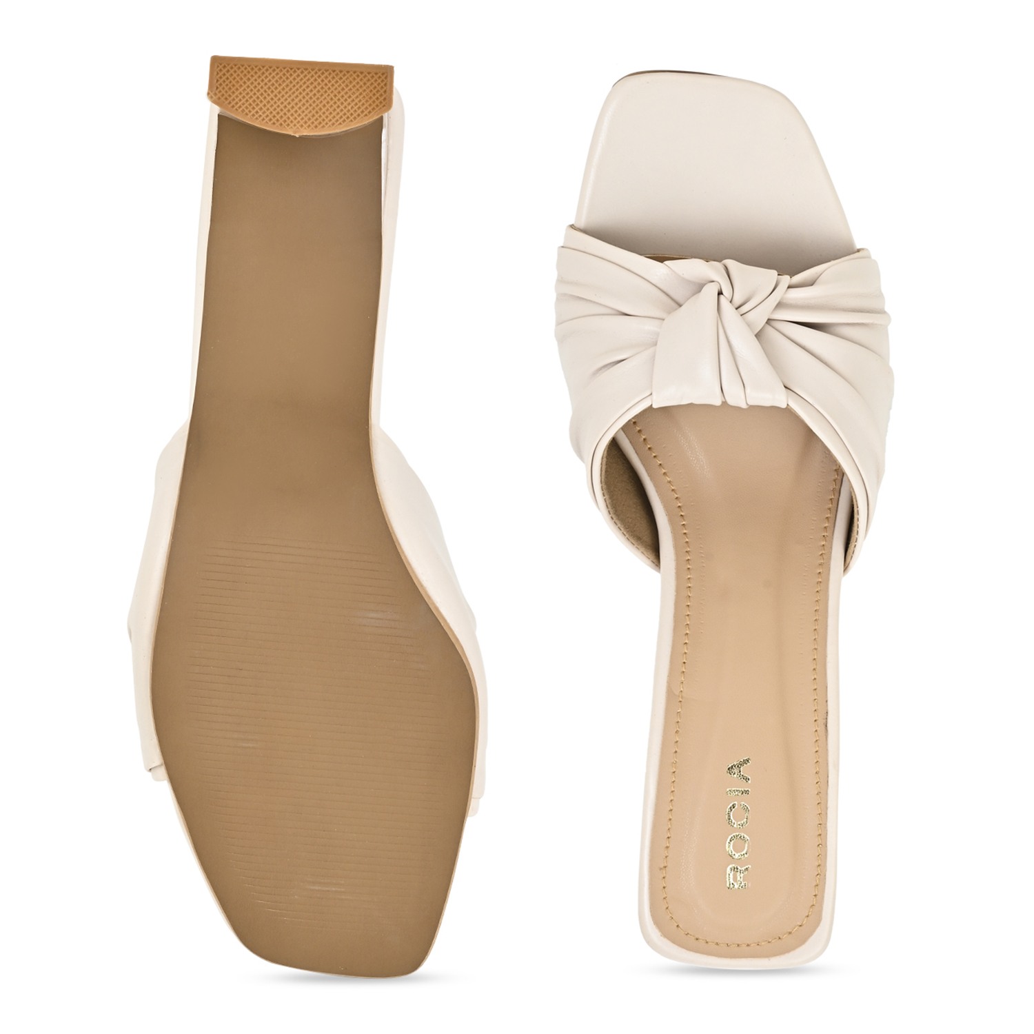 Cream Women Casual Knotted High Heels