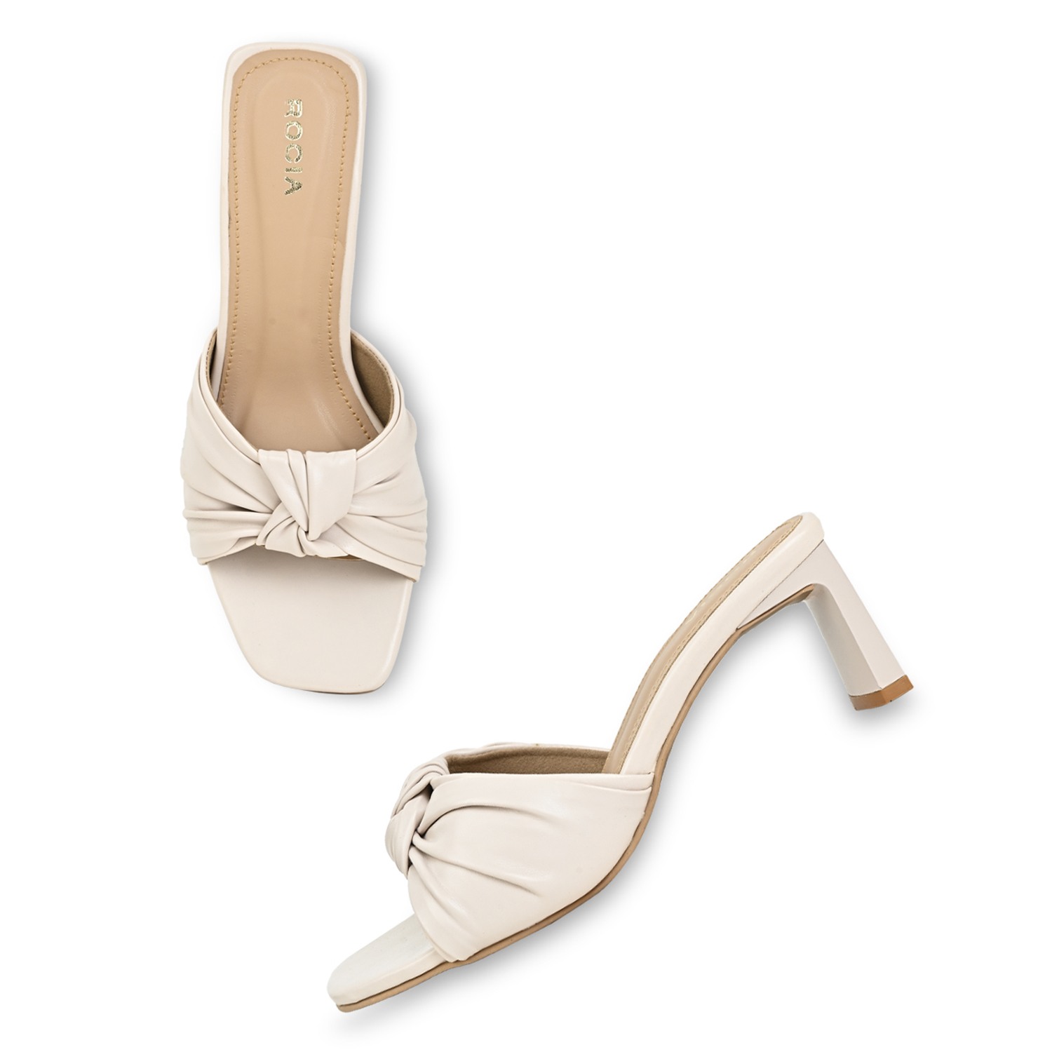 Cream Women Casual Knotted High Heels