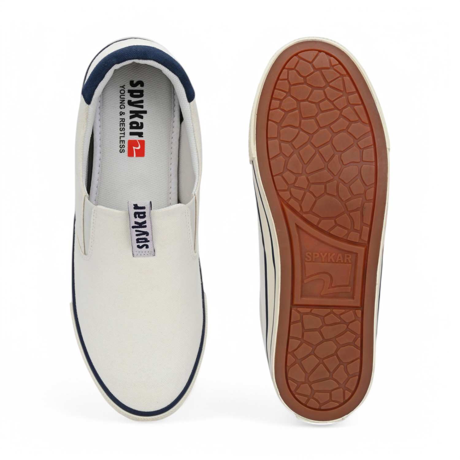 Sopheak Men White-Navy Oldschool Slip On Sneaker