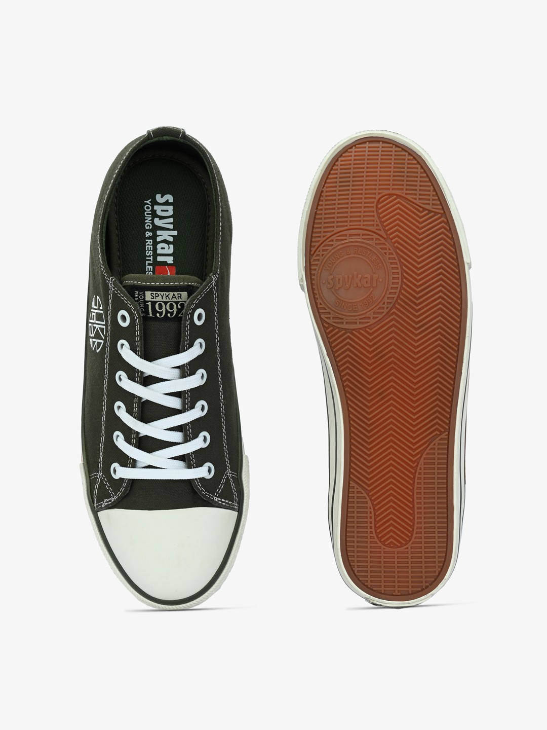 Dara Men Olive-White Oldschool Lace Up Sneaker