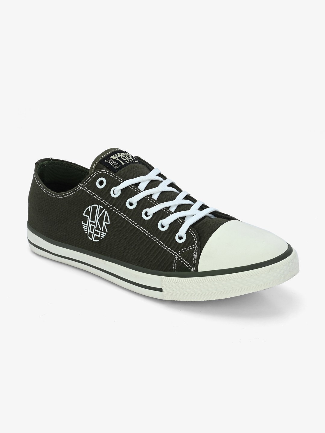 Dara Men Olive-White Oldschool Lace Up Sneaker