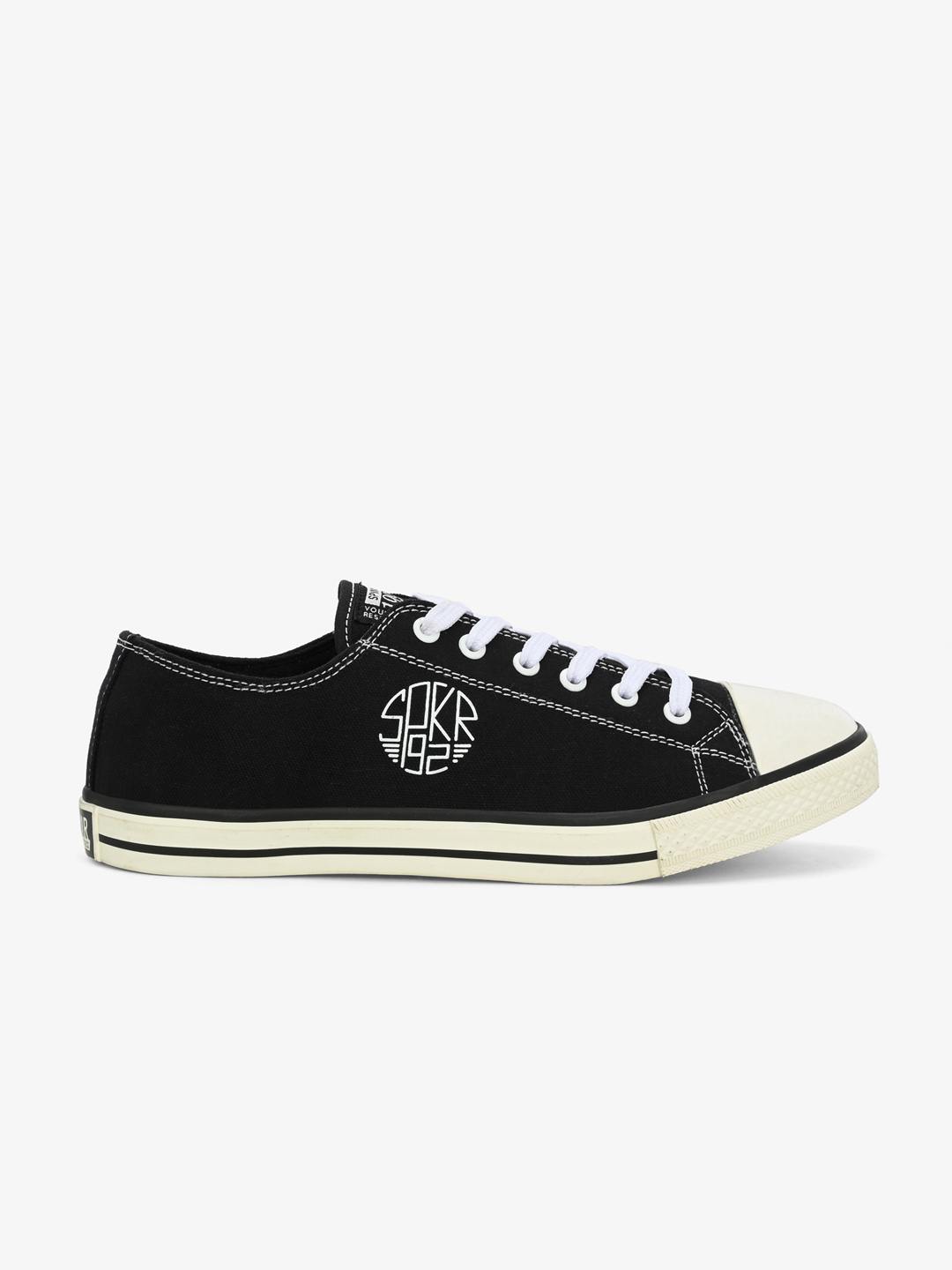 Dara Men Black-White Oldschool Lace Up Sneaker