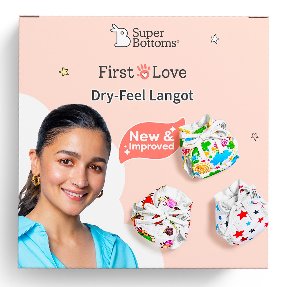 Supper Bottoms DryFeel Baby Langot 0-6 months l Organic Cotton Modern Baby Nappy l Mess-free Langot with Gentle Elastics l Super DryFeel Top Layer l Diaper-free Time Essential