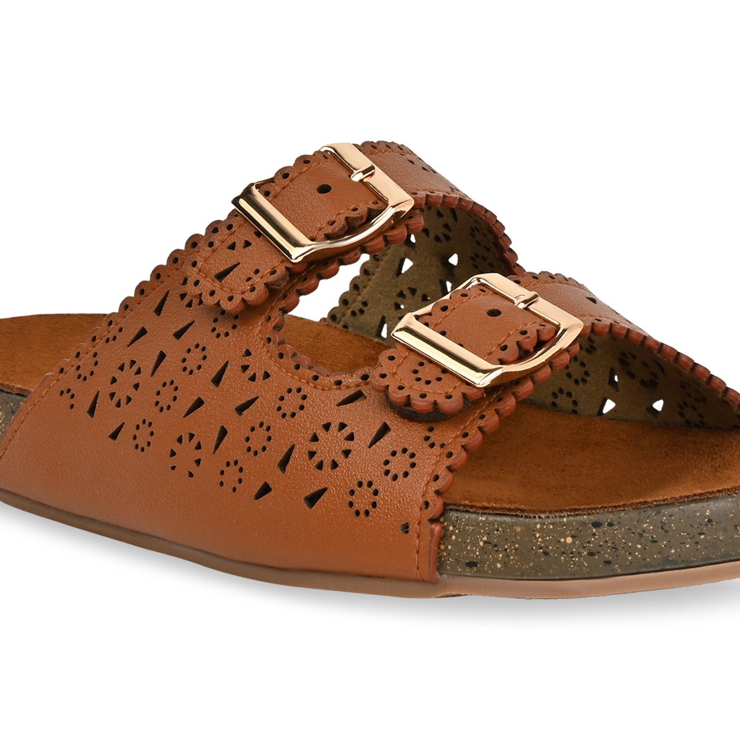 Tan Women Casual Laser Cut Flats