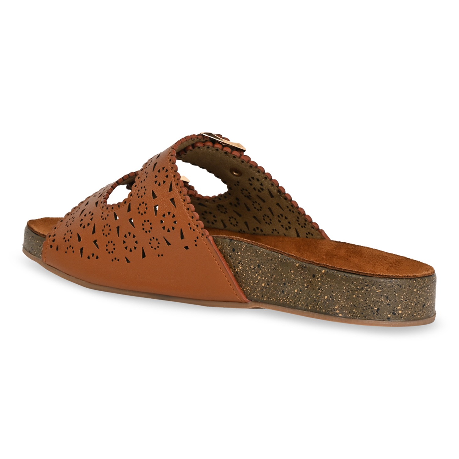 Tan Women Casual Laser Cut Flats