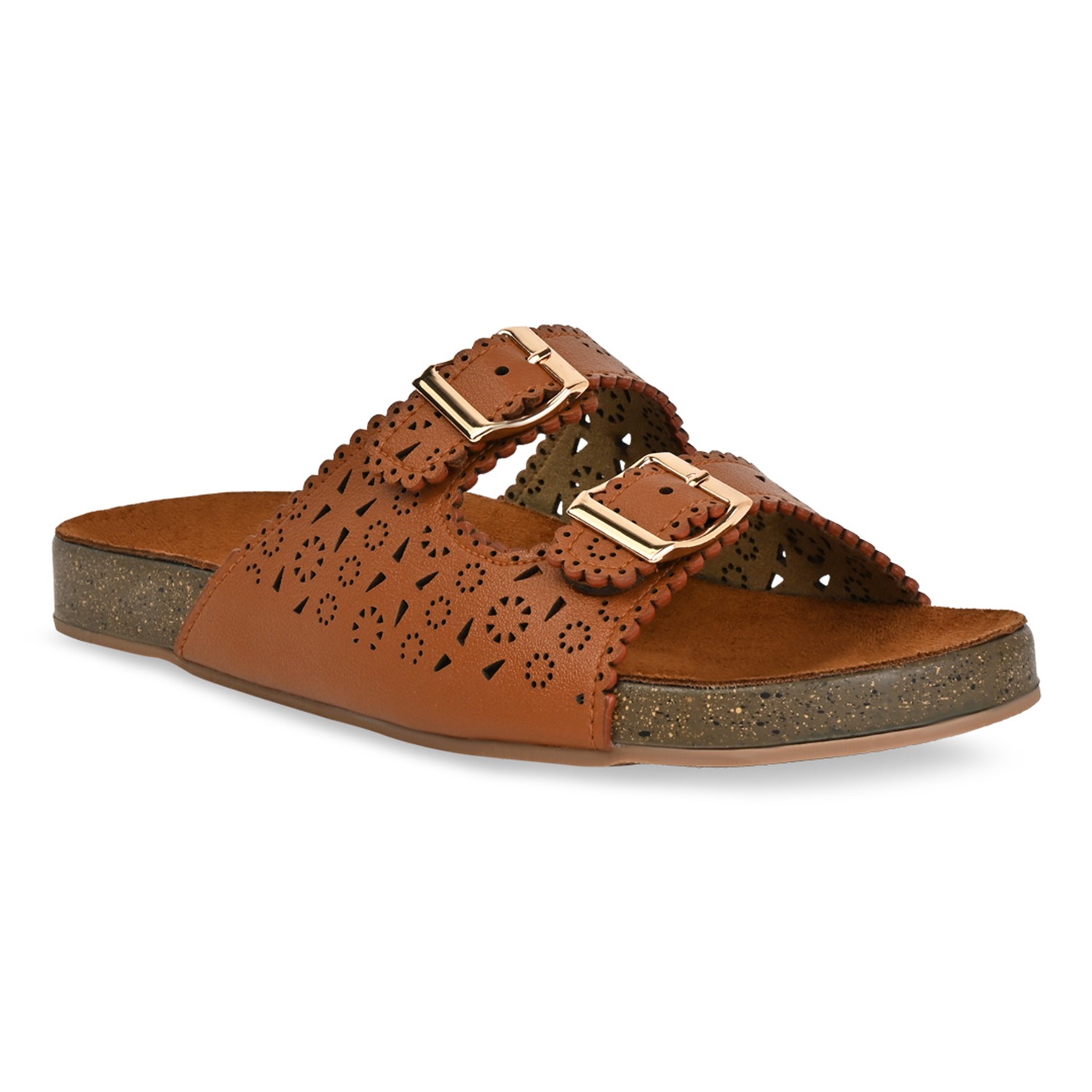 Tan Women Casual Laser Cut Flats