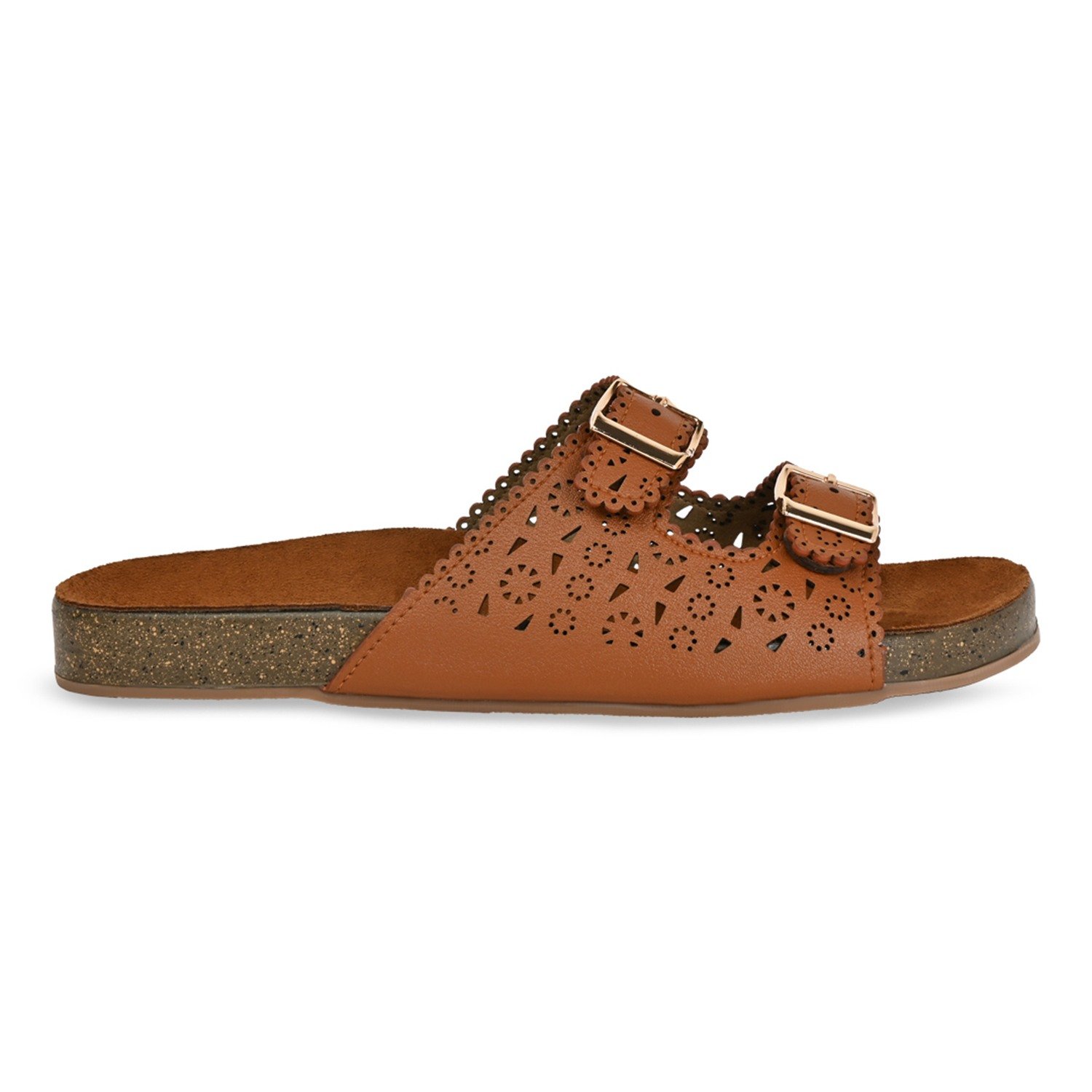 Tan Women Casual Laser Cut Flats