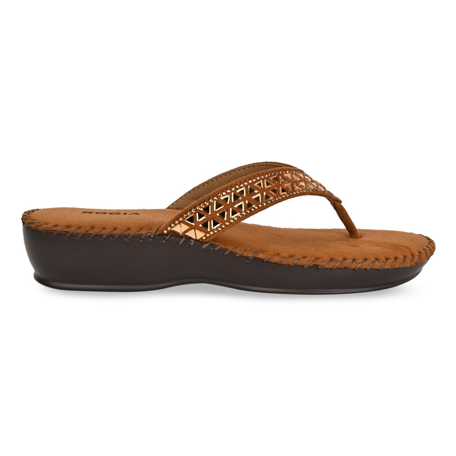 Tan Women Comfort Diamond Thongs